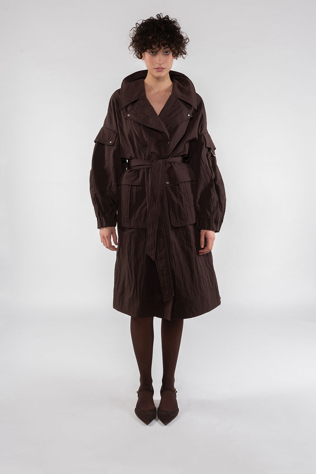 TRENCH 9276 IN NYLON - FONDENTE