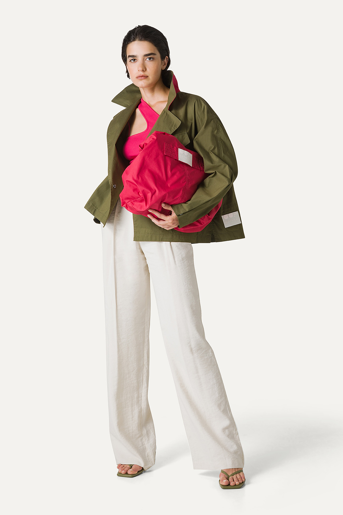 SHORT TRENCH COAT IN LIGHT COTTON GABARDINE 9202 - FOREST - OOF WEAR