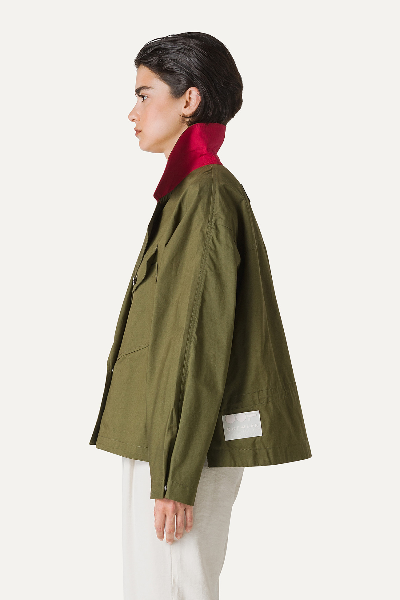 SHORT TRENCH COAT IN LIGHT COTTON GABARDINE 9202 - FOREST - OOF WEAR