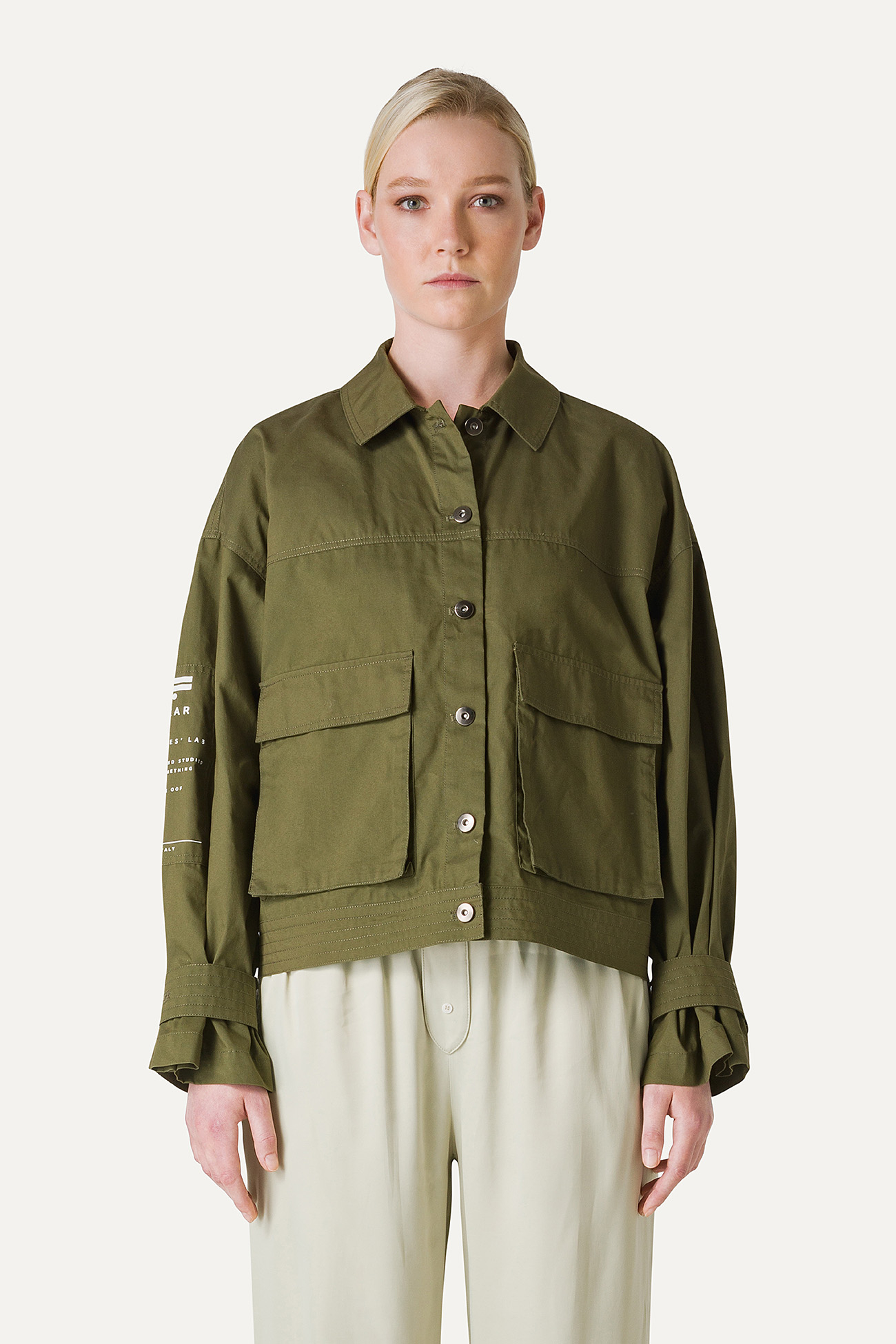SHORT JACKET IN LIGHT COTTON GABARDINE 9205 - FOREST GREEN - OOF WEAR