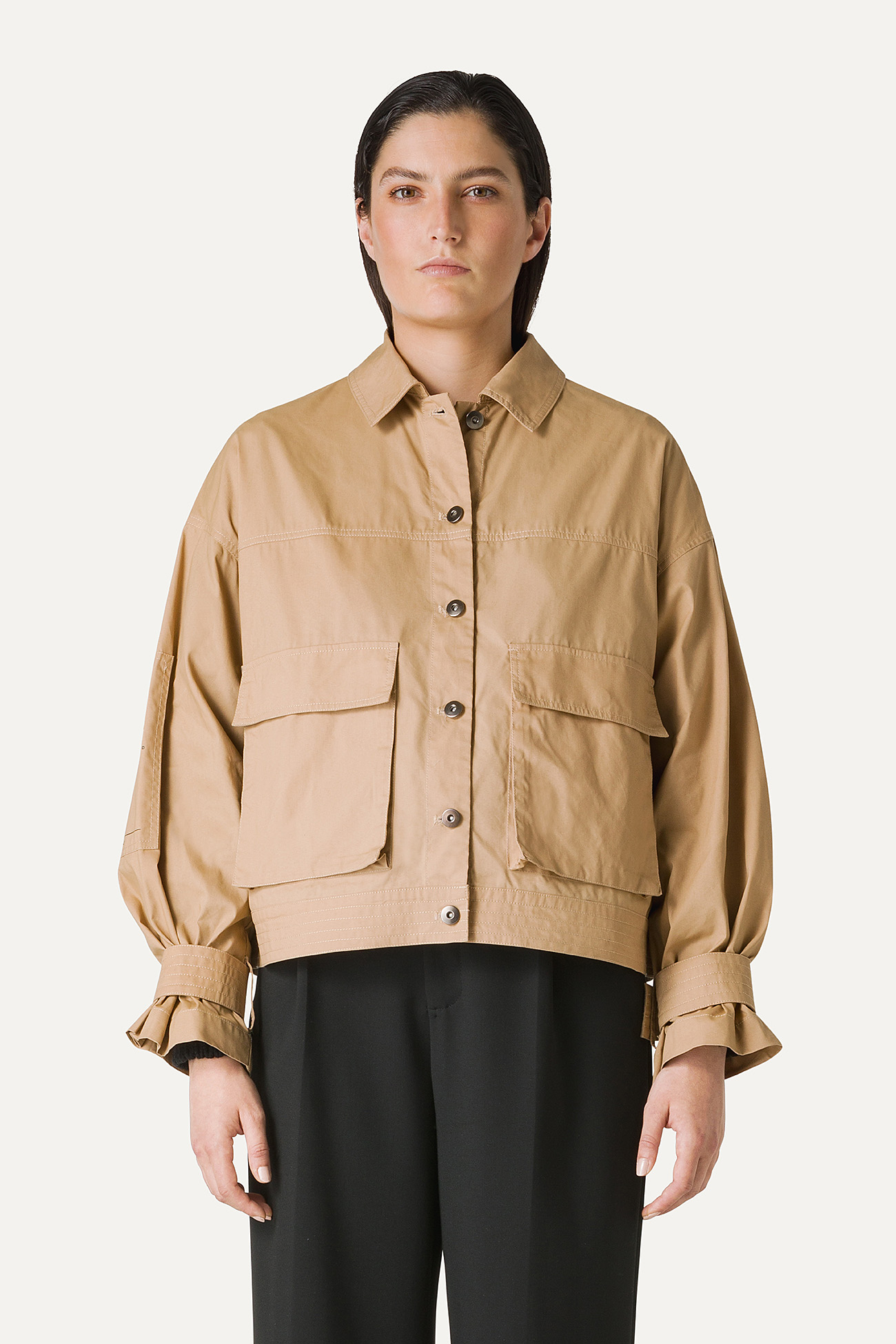 SHORT JACKET IN LIGHT COTTON GABARDINE 9205 - NATURAL - OOF WEAR