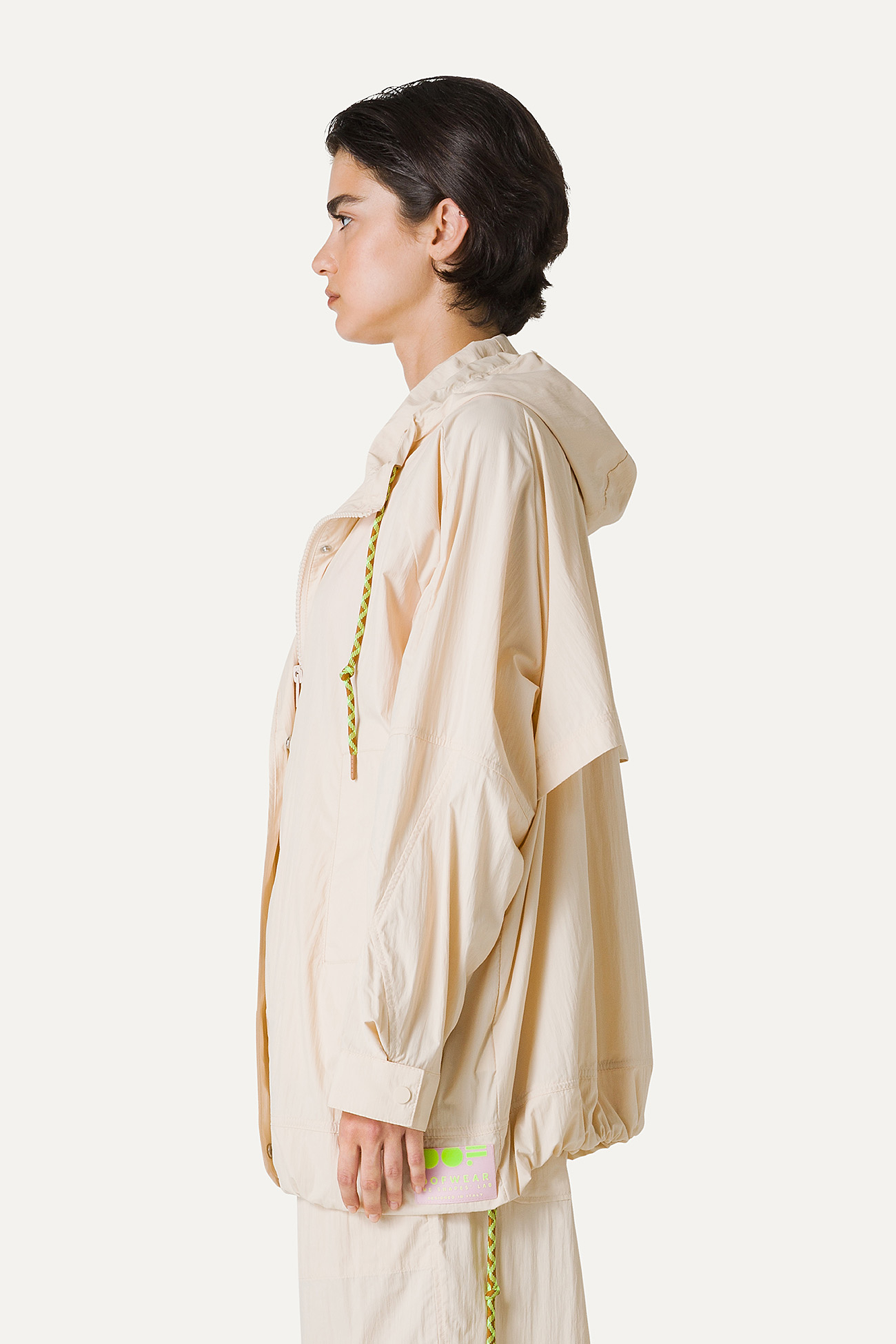 OVERSIZE HOODED NYLON JACKET 9206 - CREAM - OOF WEAR
