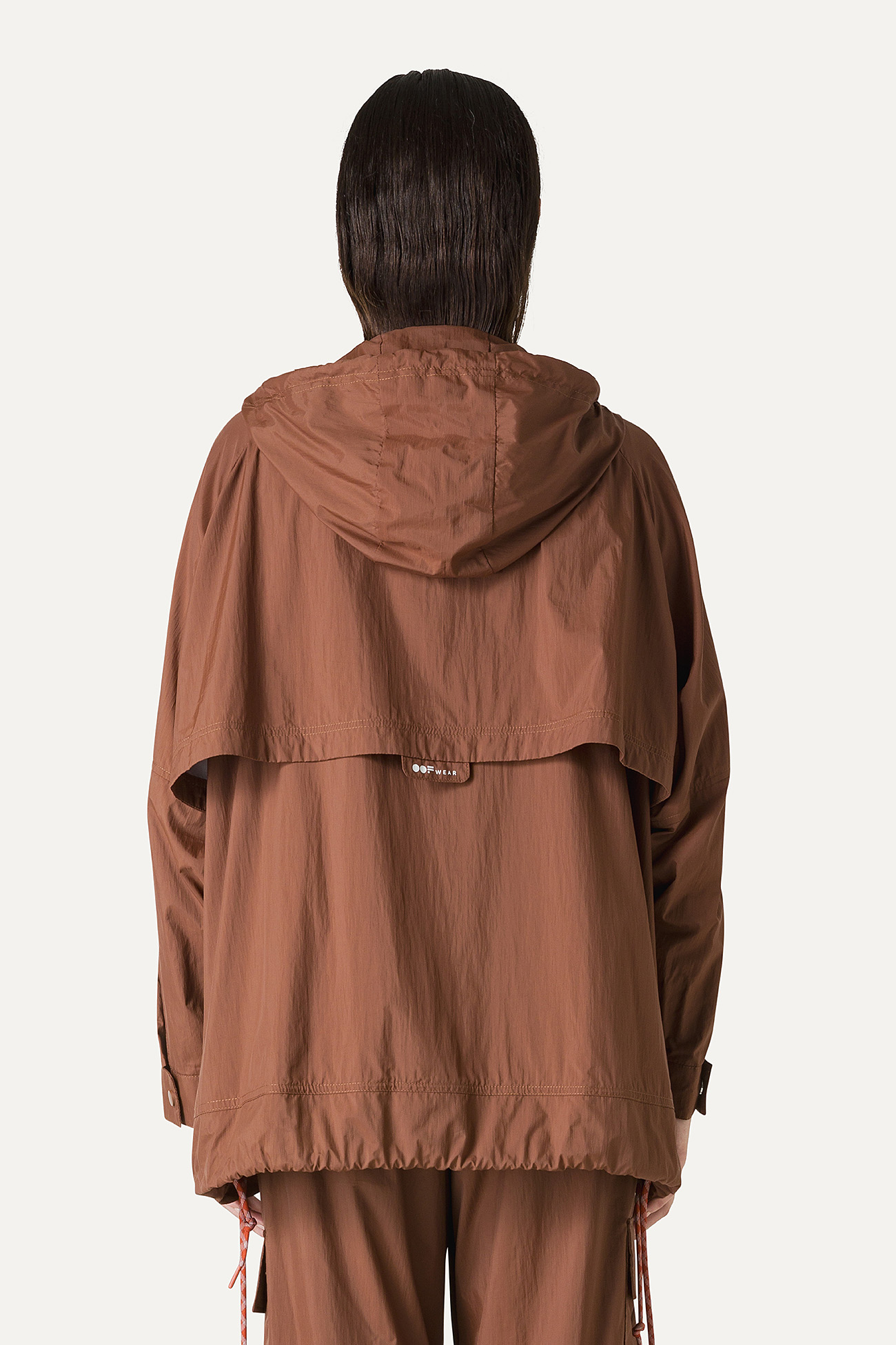 OVERSIZE HOODED NYLON JACKET 9206 - CHOCOLATE - OOF WEAR