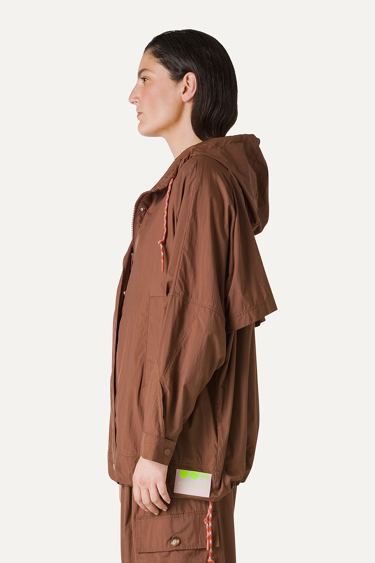 OVERSIZE HOODED NYLON JACKET 9206 - CHOCOLATE - OOF WEAR