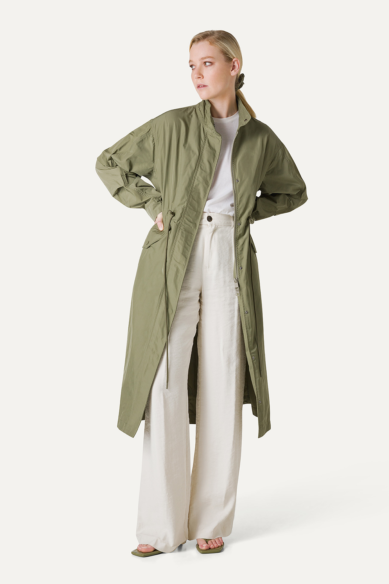 LONG OVERSIZE PARKA IN MEMORY NYLON 9211 - CAMOUFLAGE GREEN - OOF WEAR