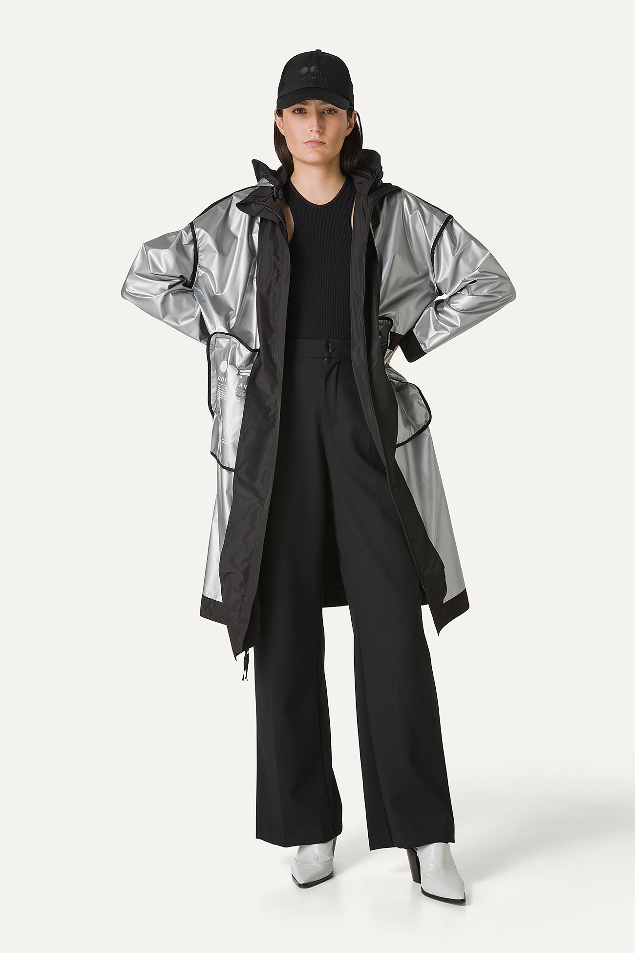 GIACCA LUNGA IN NYLON CON INTERNO ARGENTO 9216 - NERO - OOF WEAR