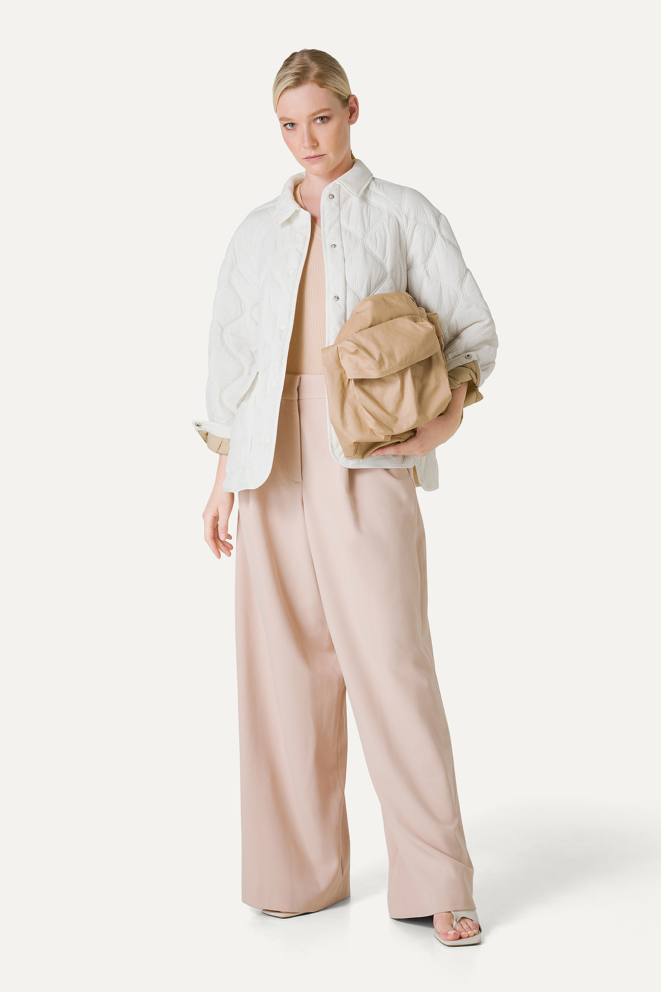 GIACCA A CAMICIA OVER IN NYLON LEGGERO TRAPUNTATO 9222 - BURRO - OOF WEAR