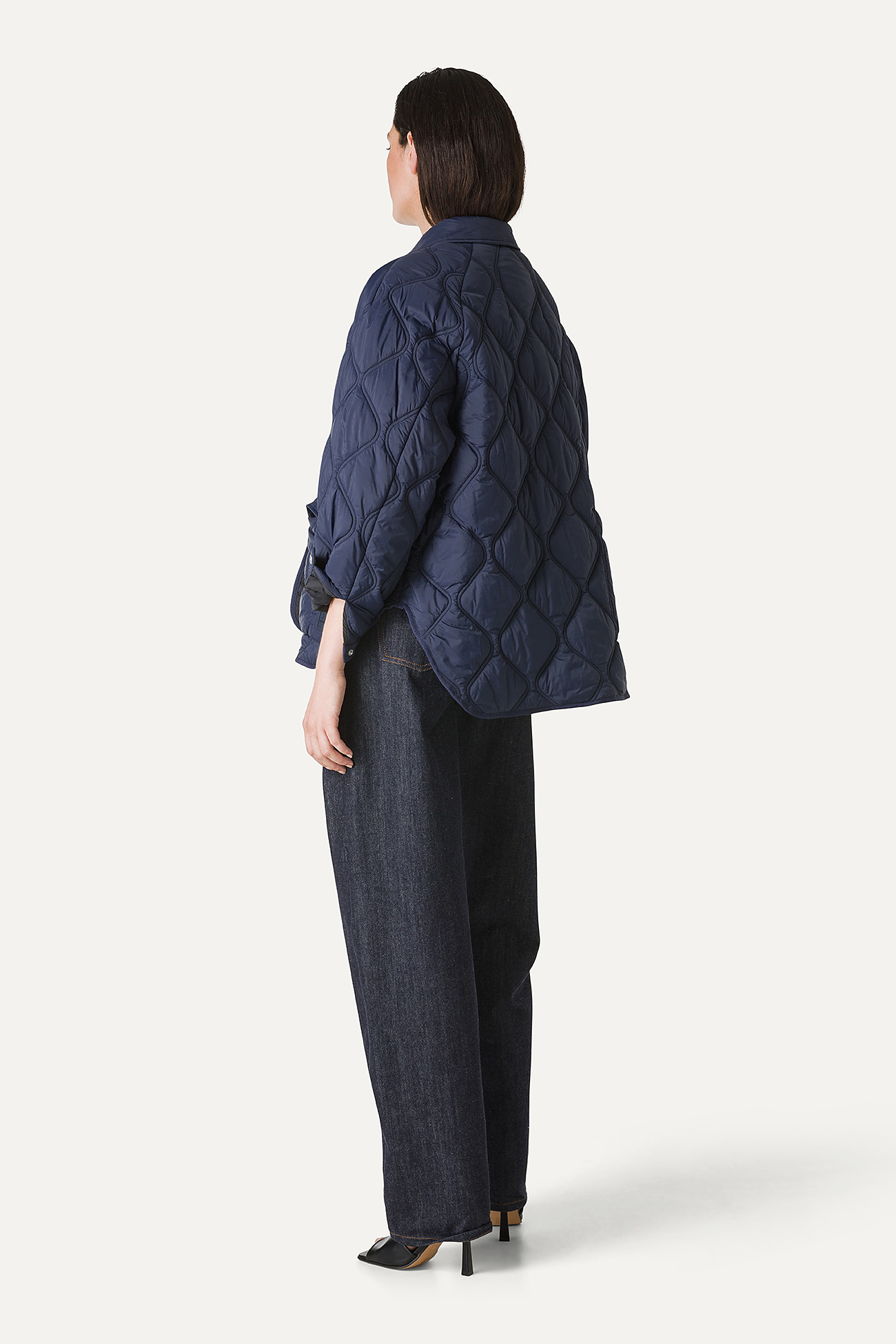 GIACCA A CAMICIA OVER IN NYLON LEGGERO TRAPUNTATO 9222 - BLU NOTTE - OOF WEAR