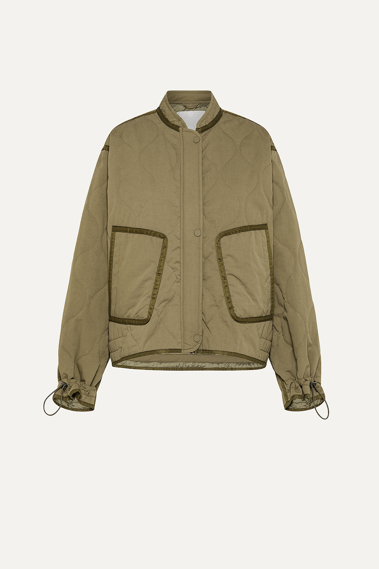 FLARED SHORT JACKET IN QUILTED NYLON 9224 - MOSS GREEN - OOF WEAR