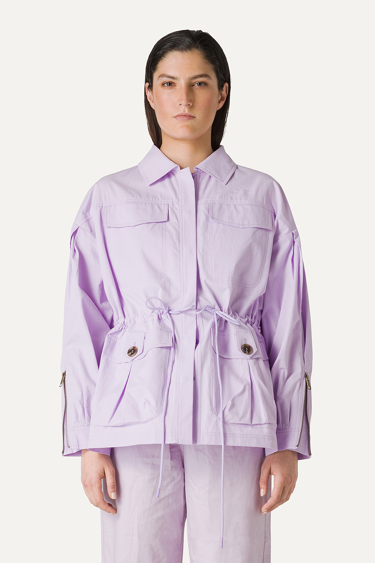 OVERSIZE LIGHT COTTON SAFARI JACKET 9228 - LILAC - OOF WEAR