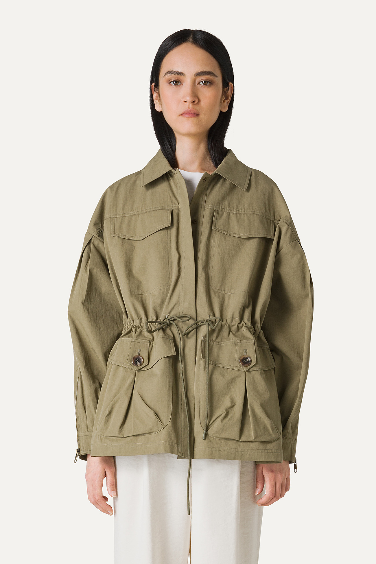 OVERSIZE LIGHT COTTON SAFARI JACKET 9228 - MOSS GREEN - OOF WEAR