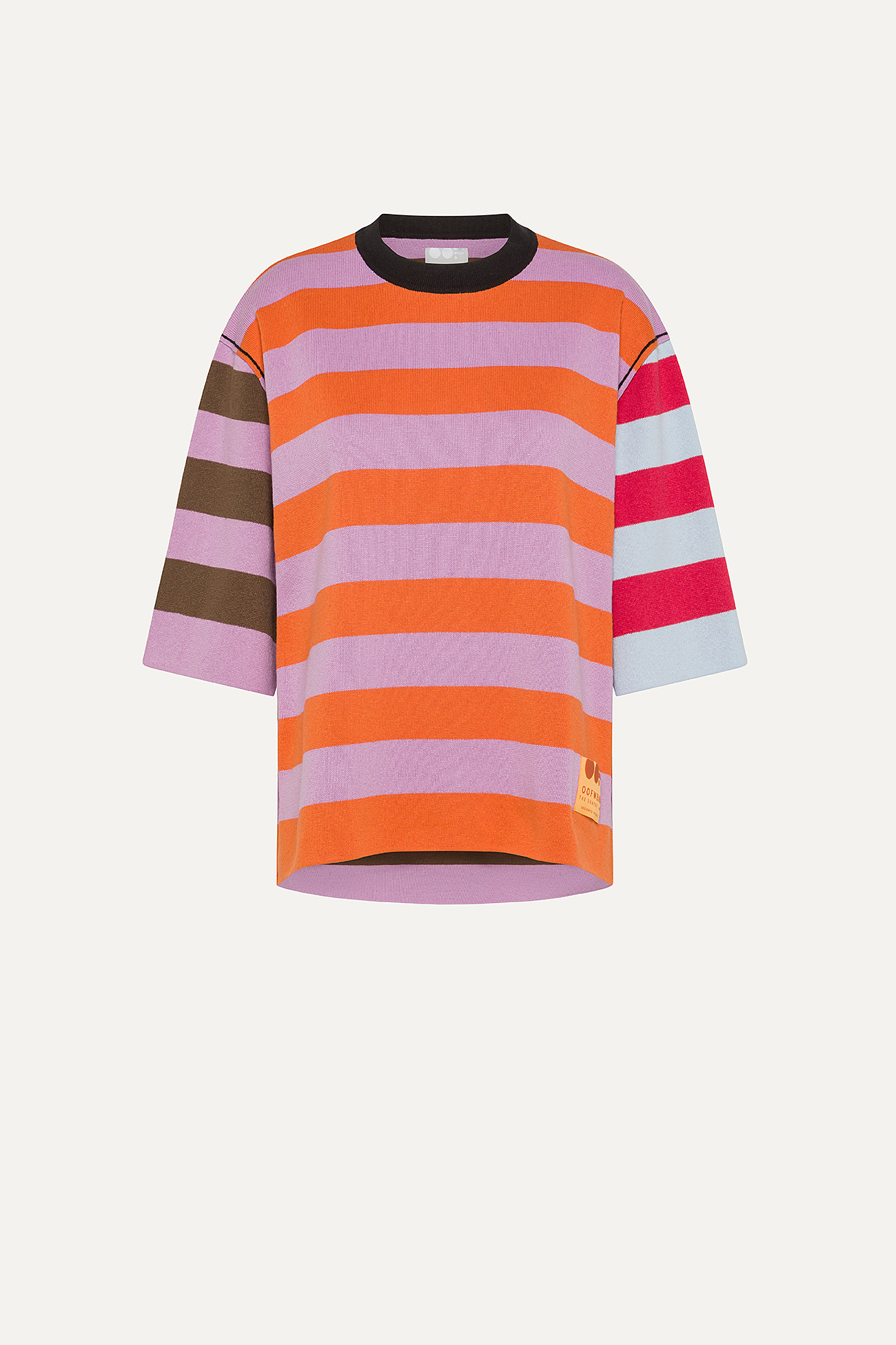 COLOURED STRIPE COTTON T-SHIRT 4055 - LILAC/ORANGE - OOF WEAR