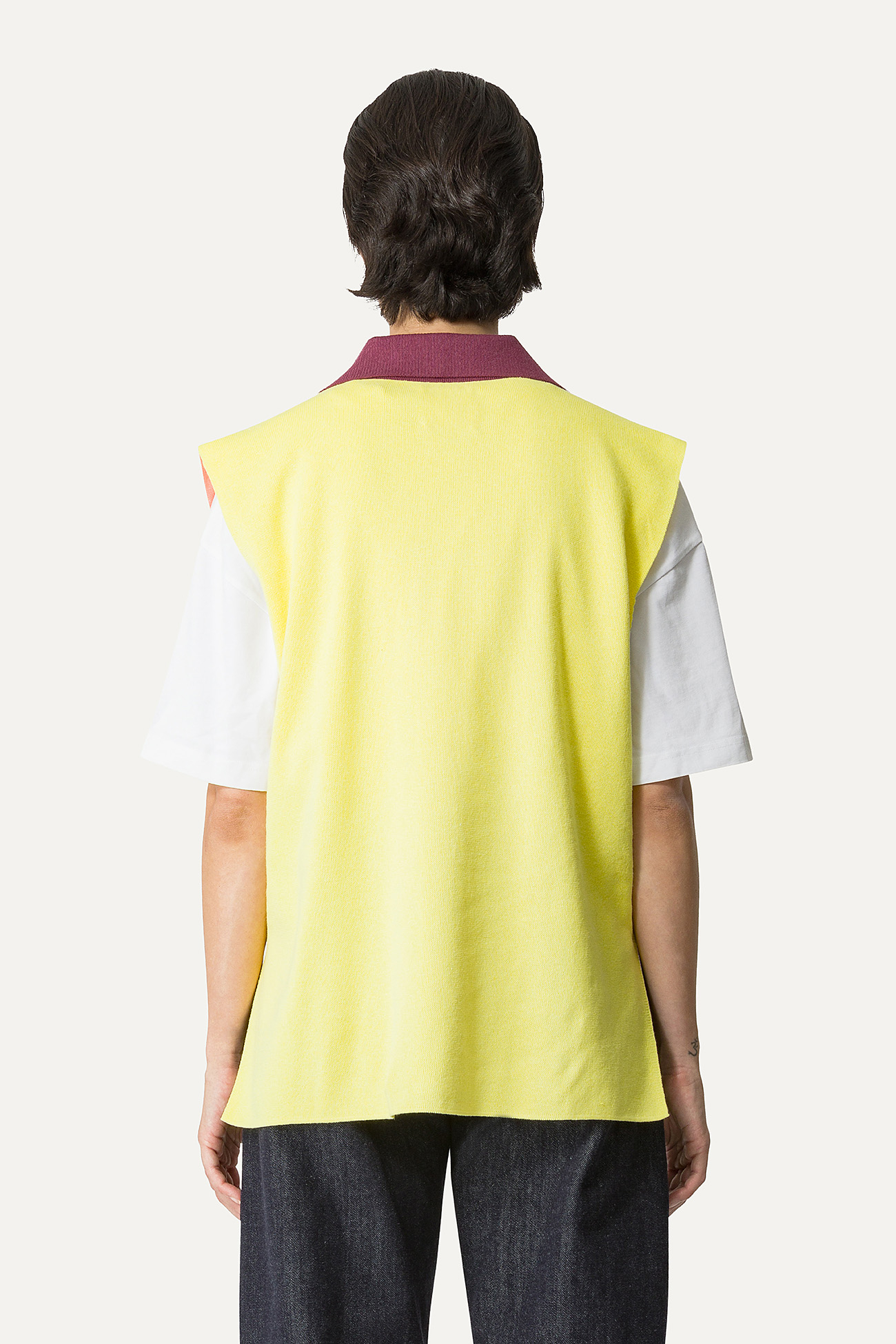 COLOURED COTTON GILET 4057 - PEACH/LIME - OOF WEAR
