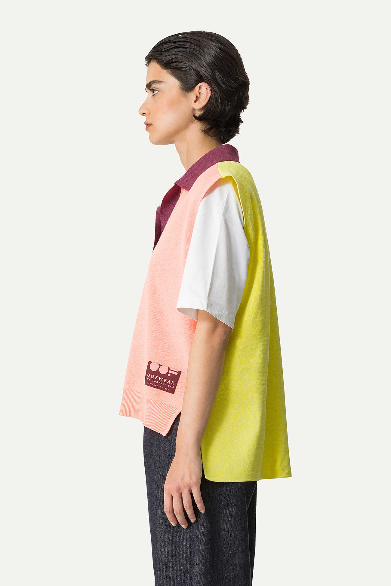 COLOURED COTTON GILET 4057 - PEACH/LIME - OOF WEAR