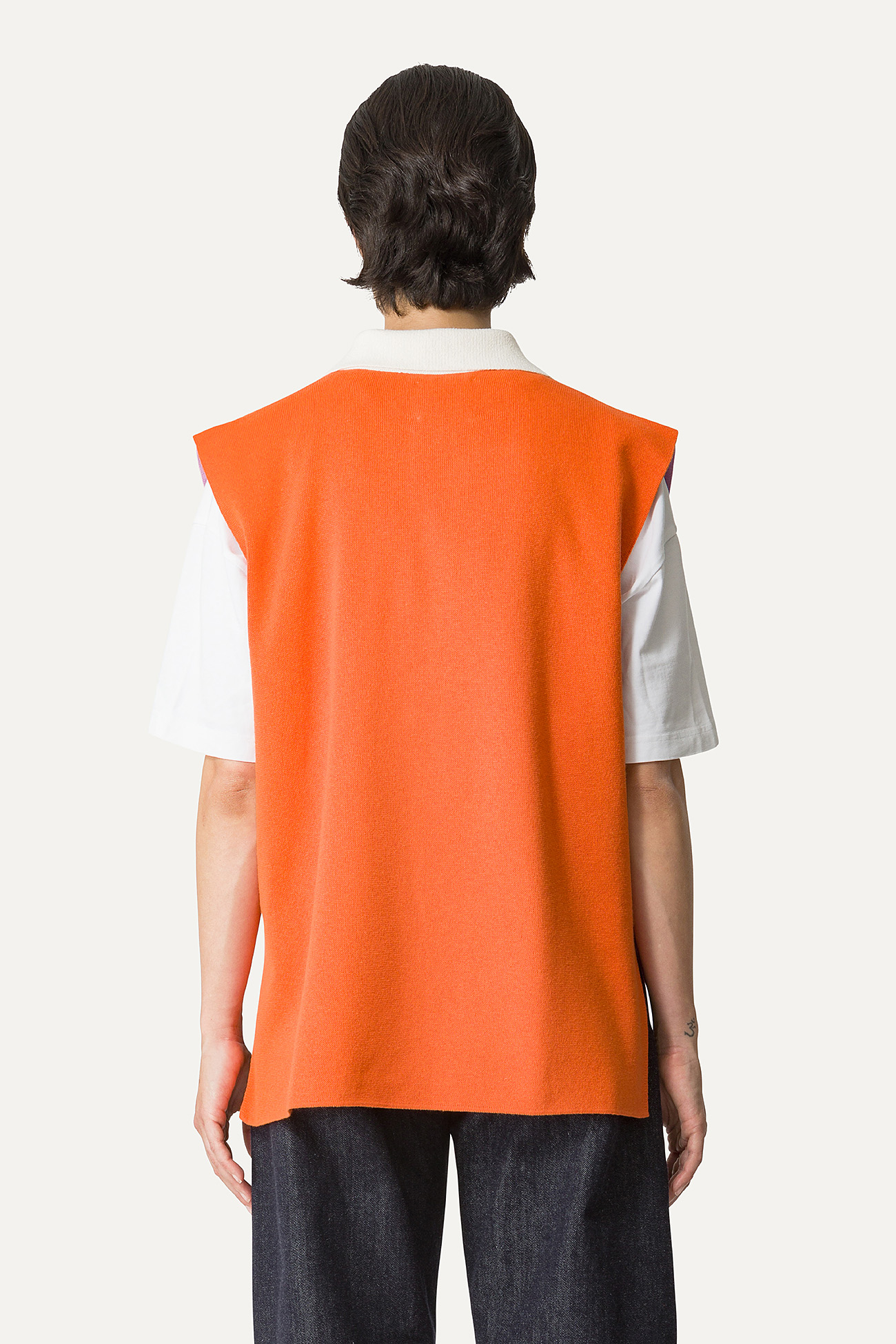 COLOURED COTTON GILET 4057 - LILAC/ORANGE - OOF WEAR