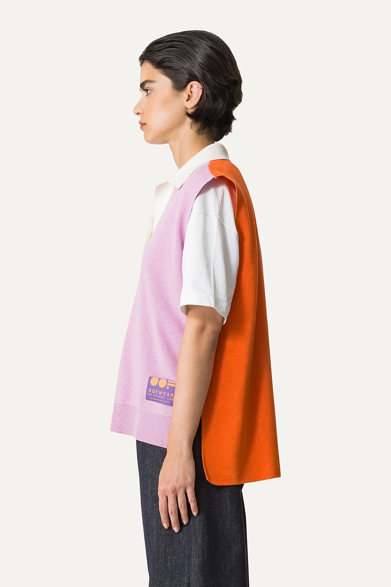 COLOURED COTTON GILET 4057 - LILAC/ORANGE - OOF WEAR