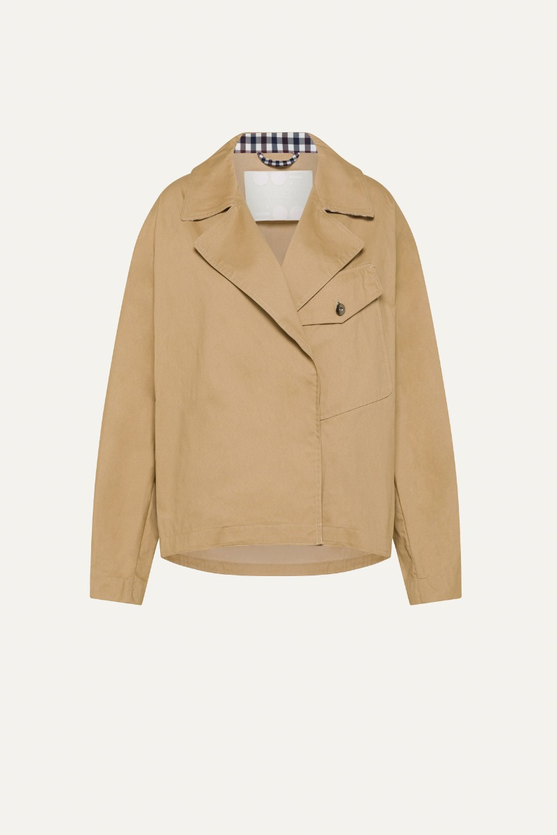 SHORT TRENCH COAT IN LIGHT COTTON GABARDINE 9202 - NATURAL - OOF WEAR
