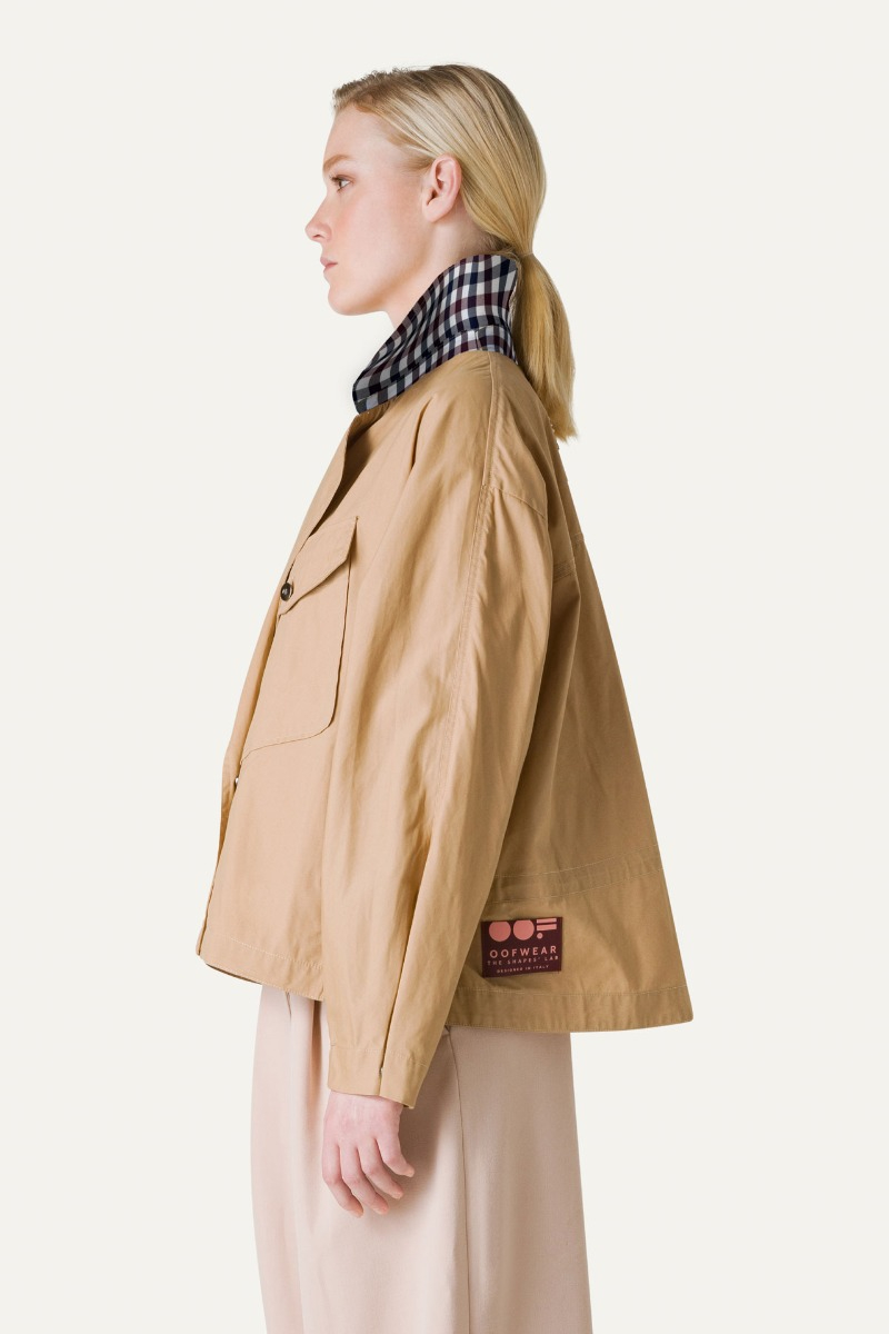 TRENCH CORTO IN GABARDINA DI COTONE LEGGERO 9202 - NATURALE - OOF WEAR