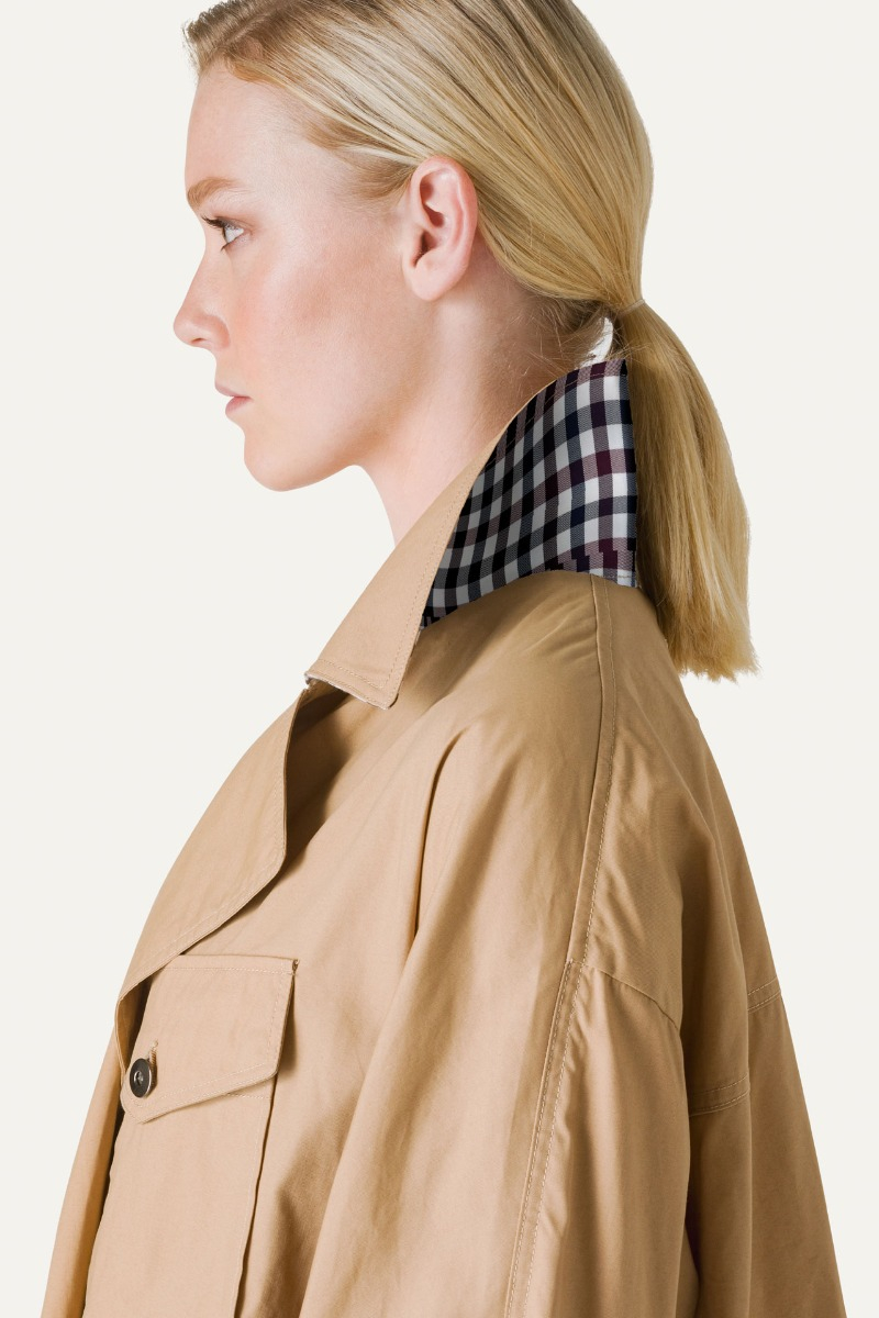TRENCH CORTO IN GABARDINA DI COTONE LEGGERO 9202 - NATURALE - OOF WEAR