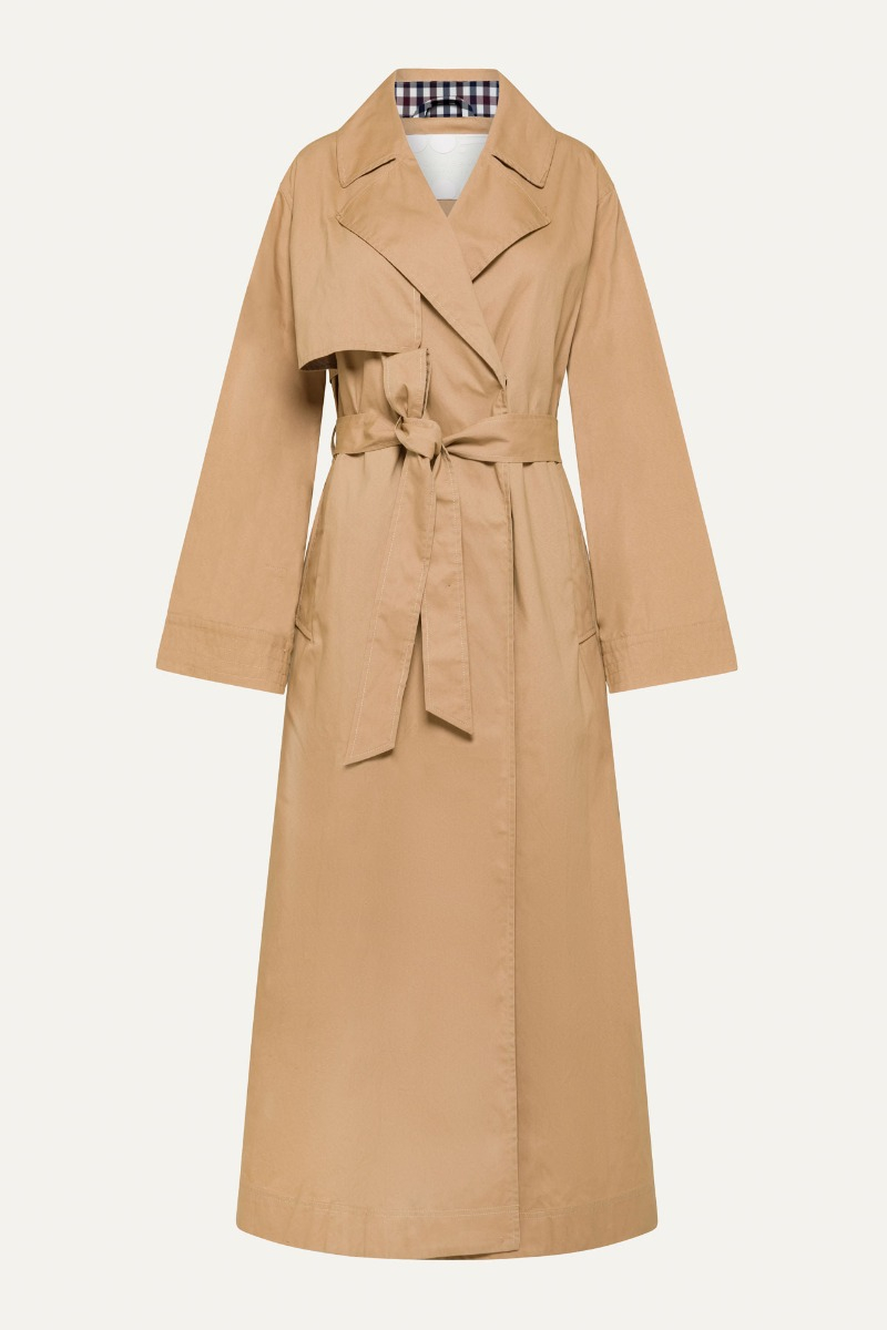 LONG TRENCH COAT IN LIGHT COTTON GABARDINE 9203 - NATURAL - OOF WEAR