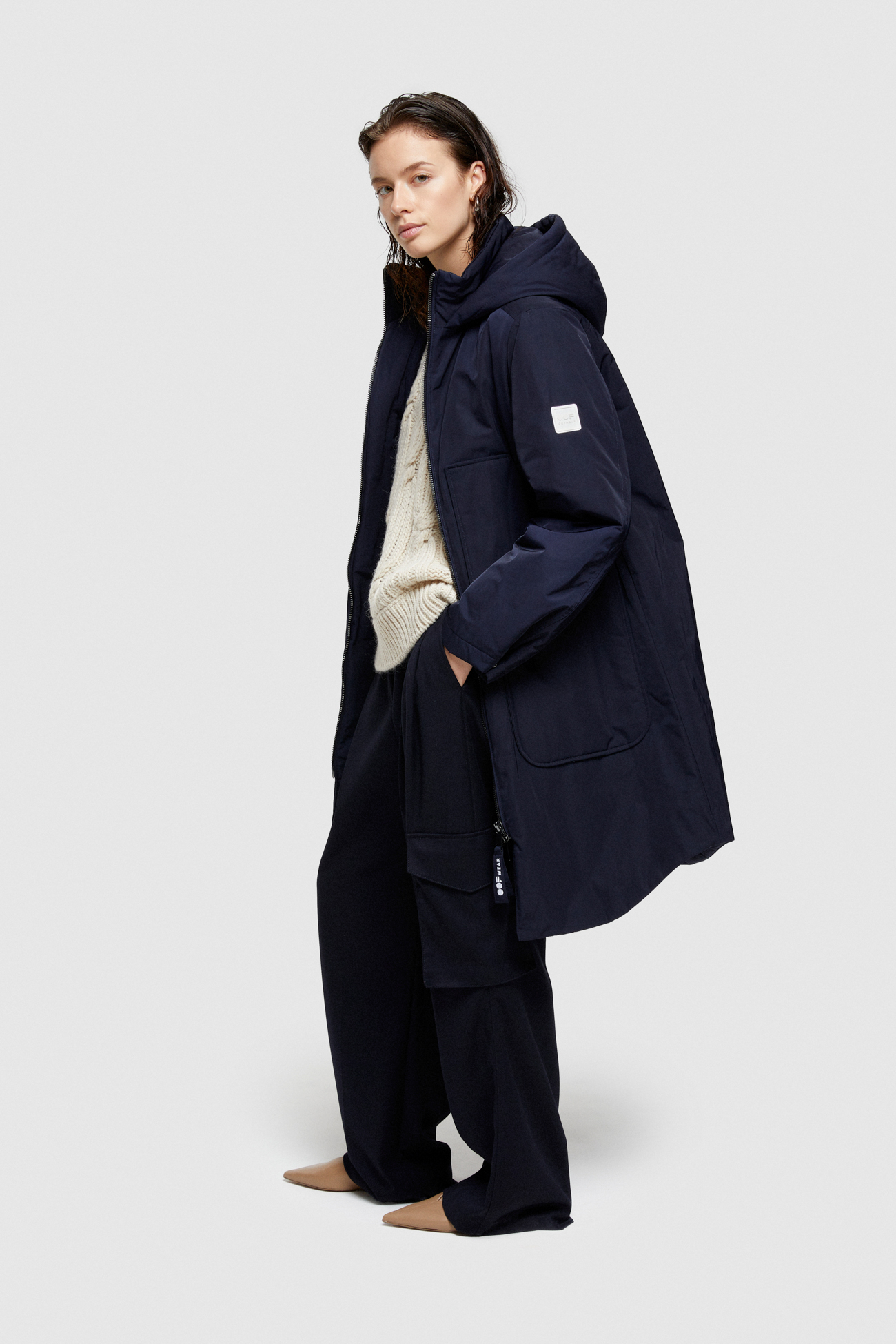 LONG PARKA 9094 IN SHAPE MEMORY NYLON - DARK BLUE - OOF WEAR