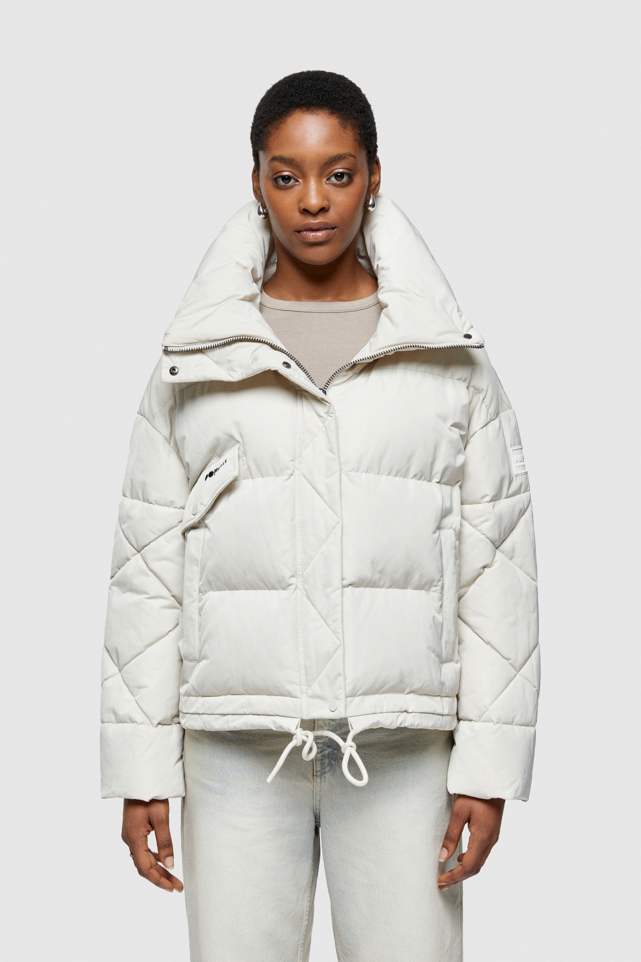 SHAPE MEMORY NYLON SHORT JACKET 9235  - CREAM - OOF WEAR