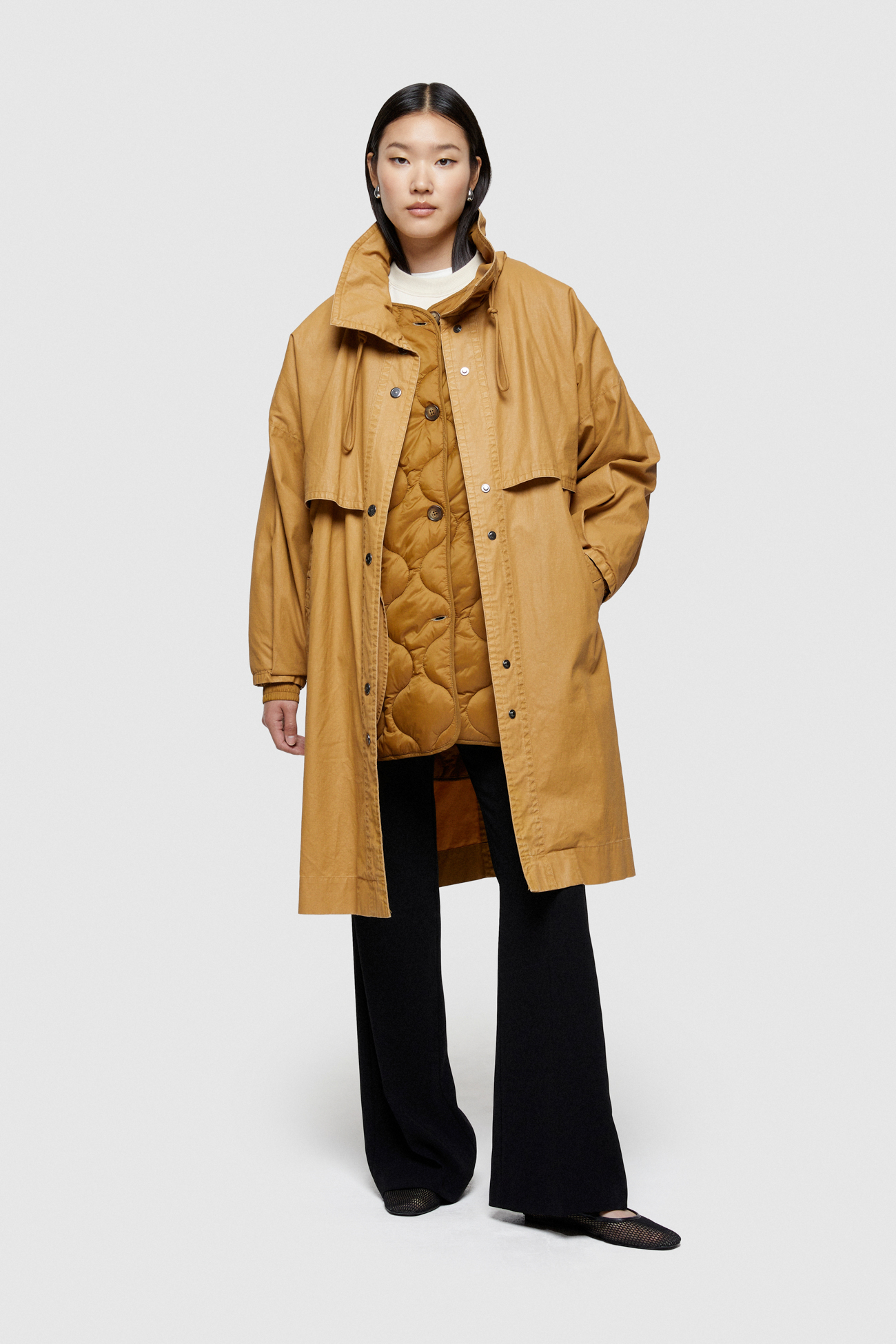 GIACCA LUNGA 9239 IN COTONE CERATO - CARAMELLO - OOF WEAR