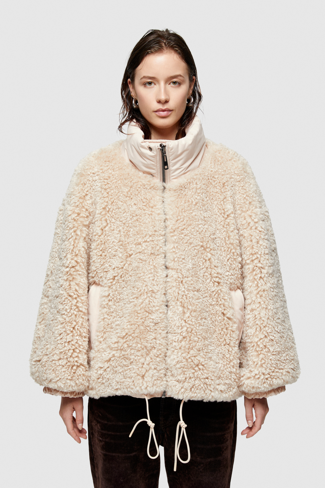 FAUX FUR AND COTTON REVERSIBLE JACKET 9256  - ECRU/NATURAL - OOF WEAR
