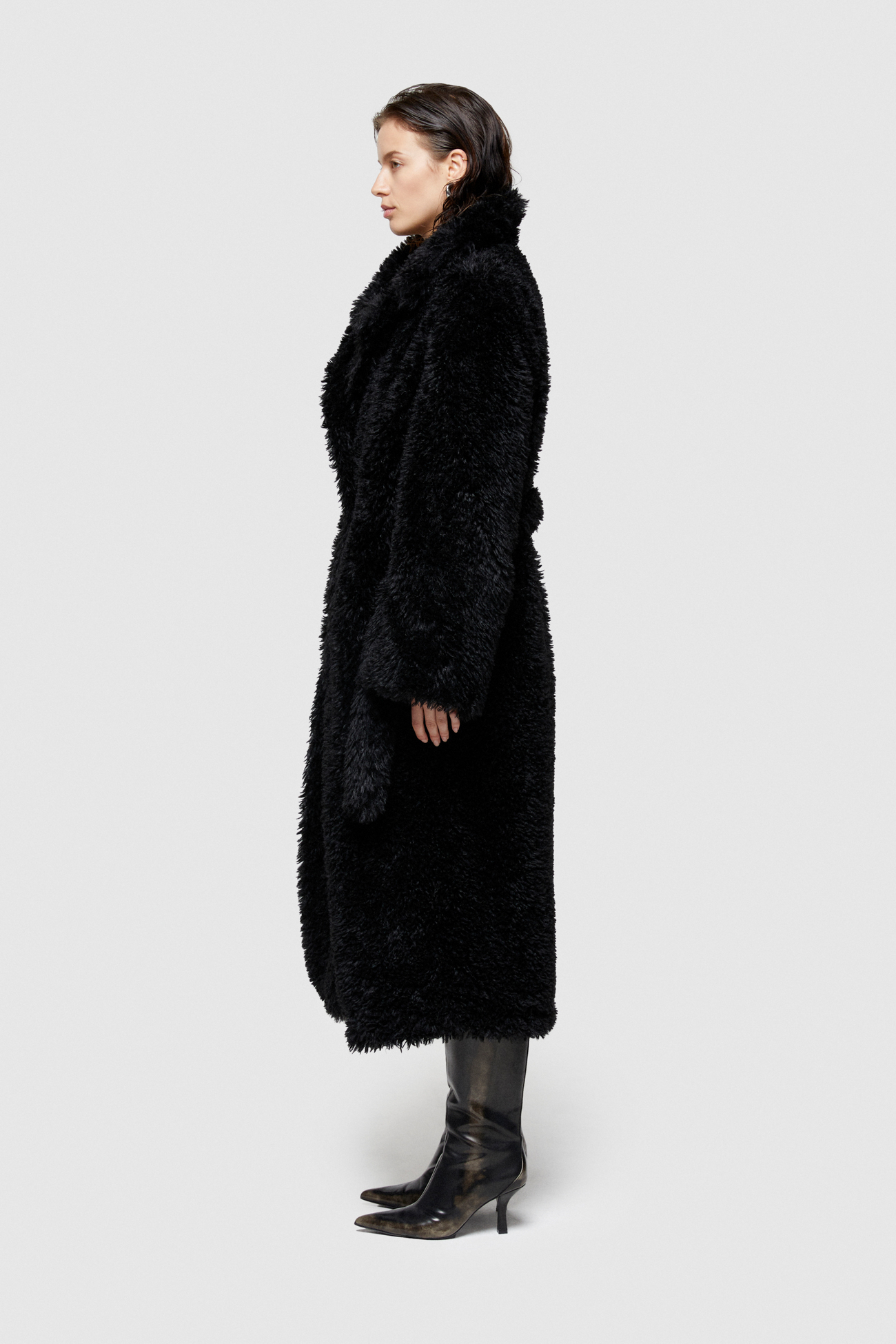 ECO-FUR LONG COAT 9259  - BLACK - OOF WEAR