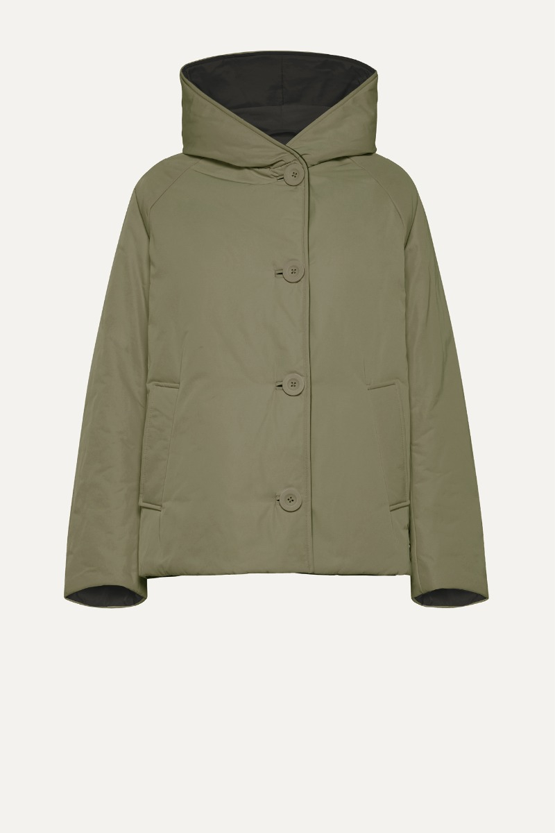 SHAPE MEMORY NYLON REVERSIBLE JACKET 9006  - BLACK/CAMOUFLAGE GREEN - OOF WEAR