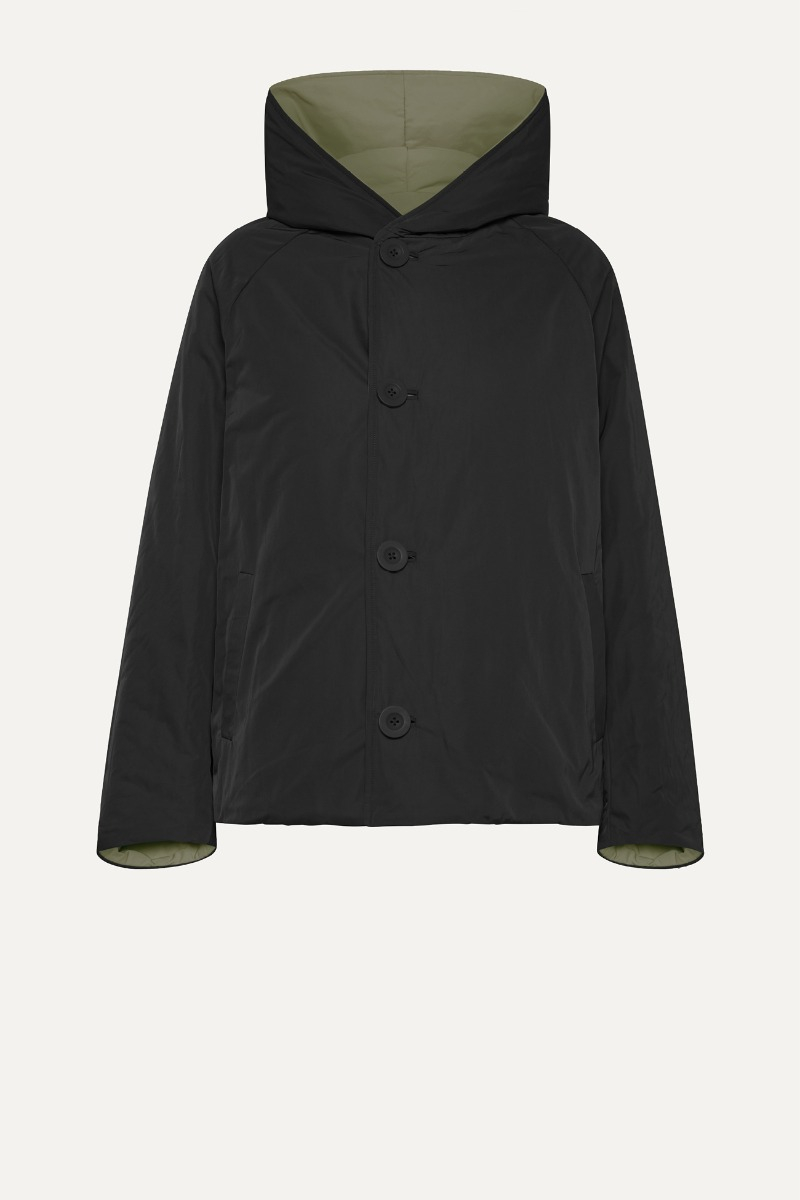 SHAPE MEMORY NYLON REVERSIBLE JACKET 9006  - BLACK/CAMOUFLAGE GREEN - OOF WEAR