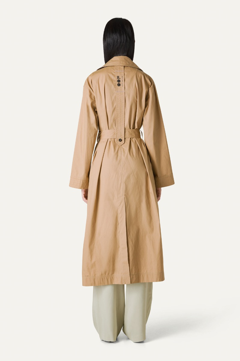 LONG TRENCH COAT IN LIGHT COTTON GABARDINE 9203 - NATURAL - OOF WEAR
