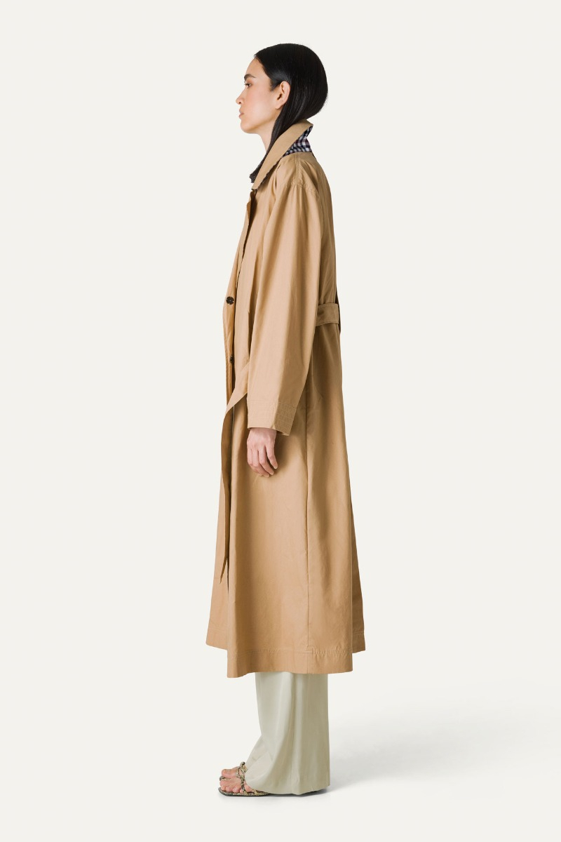 LONG TRENCH COAT IN LIGHT COTTON GABARDINE 9203 - NATURAL - OOF WEAR