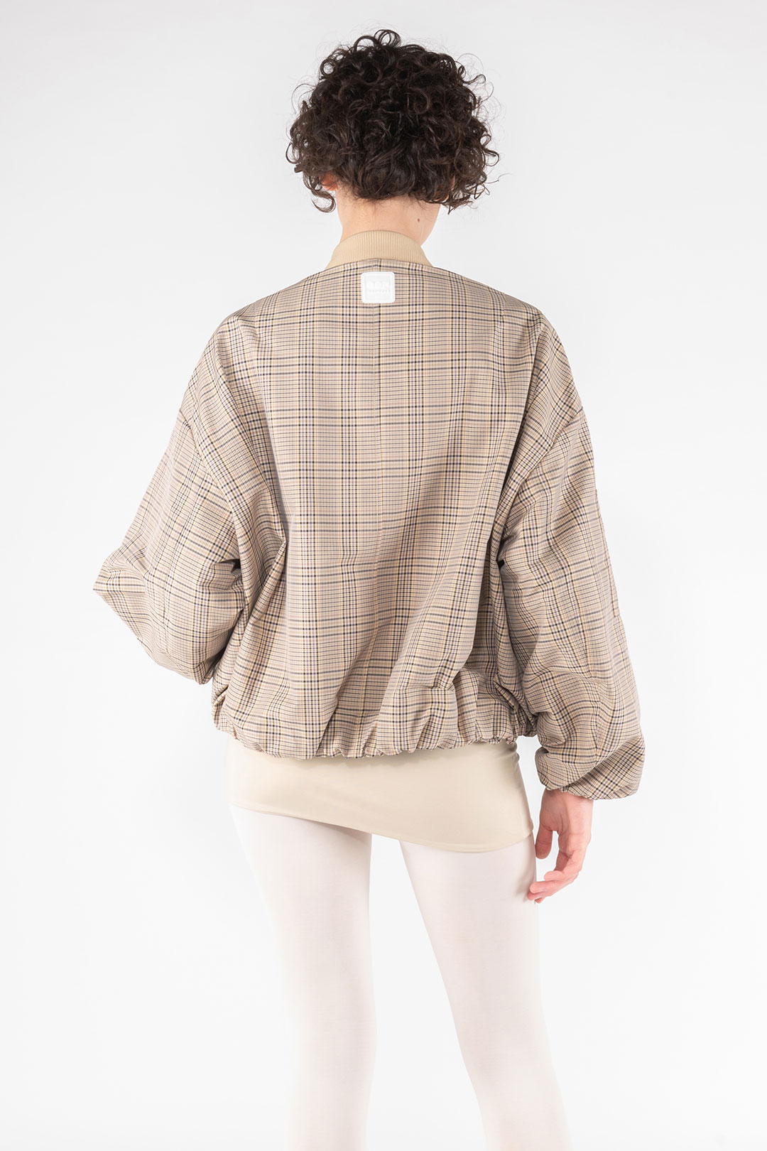 CHECK MEMORY NYLON BOMBER JACKET 9271 - BEIGE/LILAC/BLACK - OOF WEAR