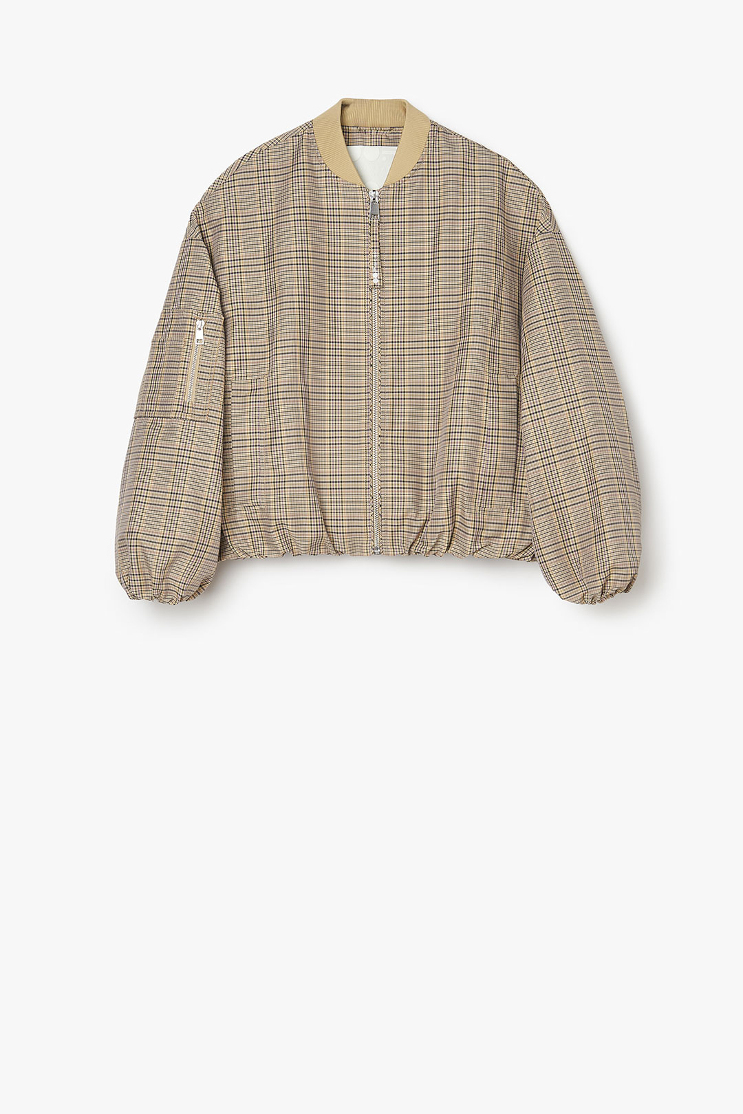 CHECK MEMORY NYLON BOMBER JACKET 9271 - BEIGE/LILAC/BLACK - OOF WEAR