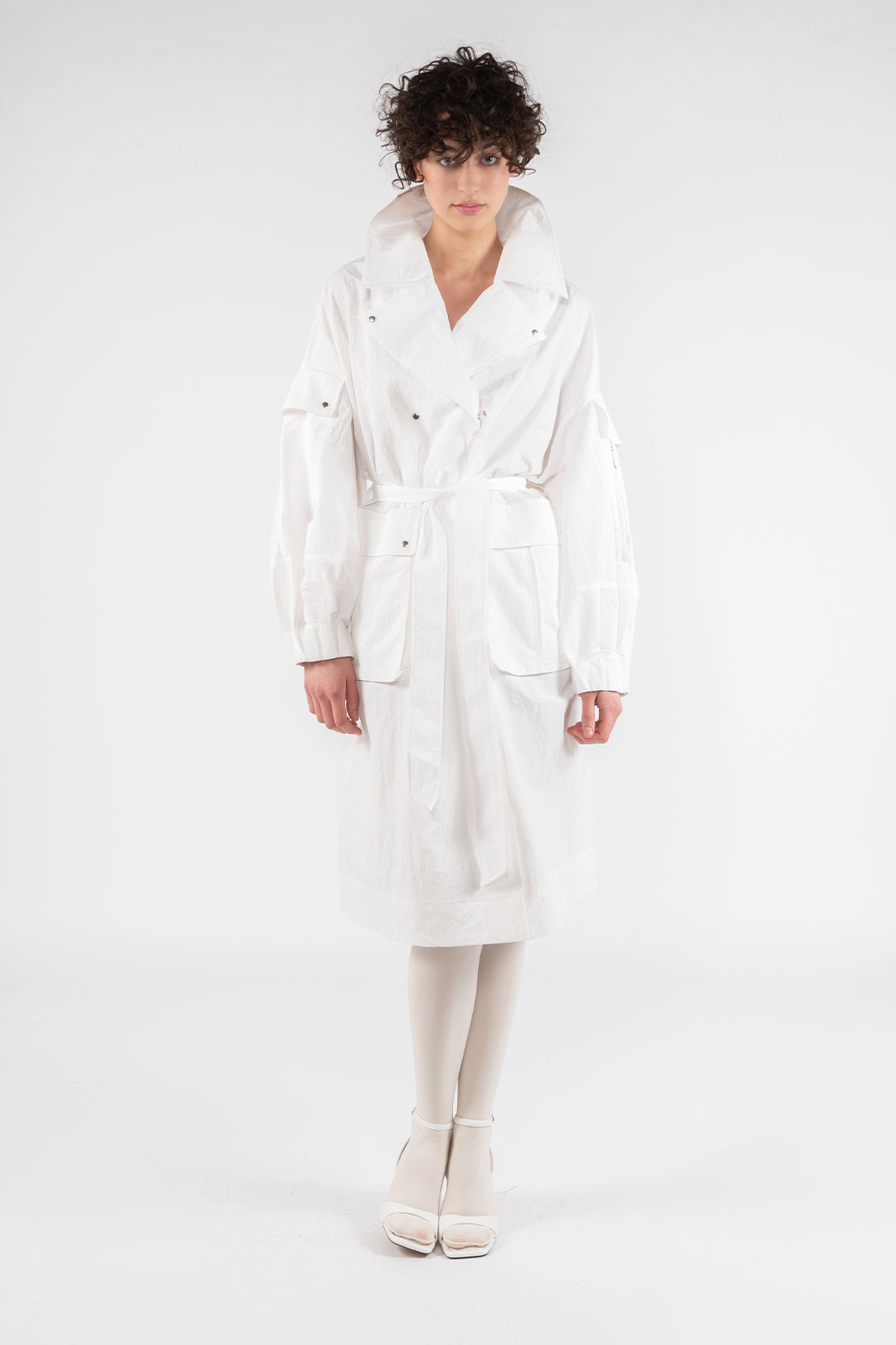 NYLON TRENCH COAT 9276 - OPTICAL WHITE - OOF WEAR
