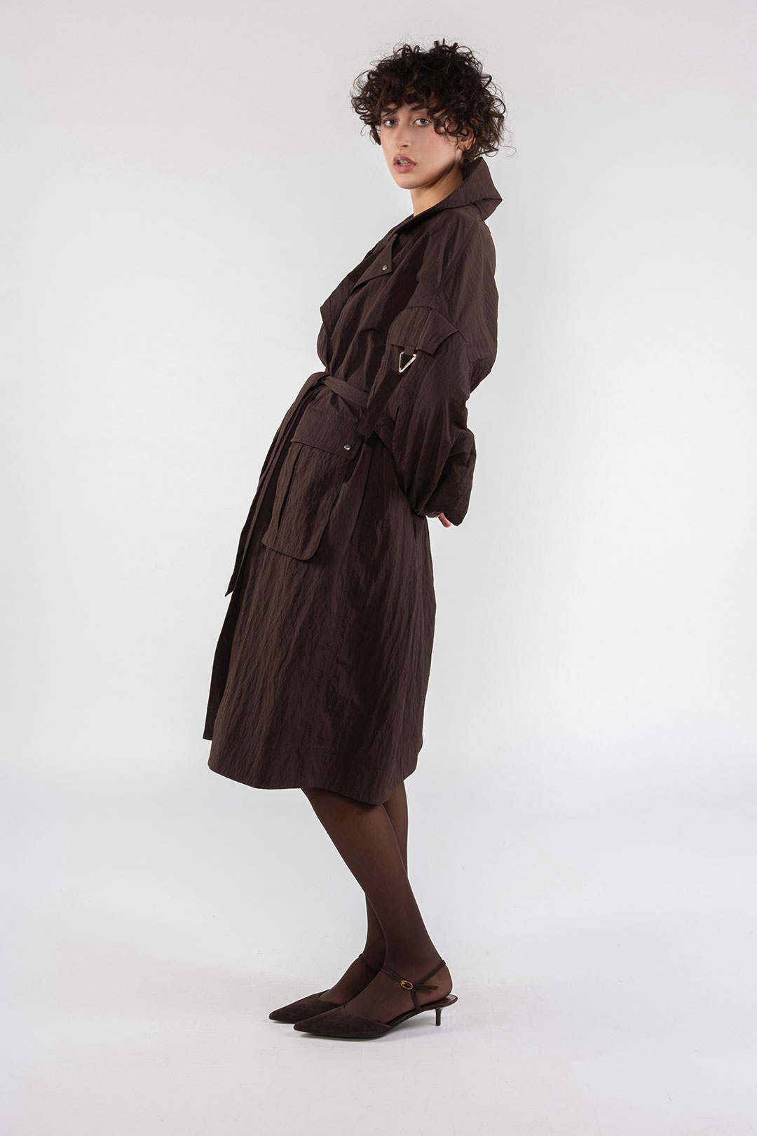 NYLON TRENCH COAT 9276 - DARK CHOCOLATE - OOF WEAR