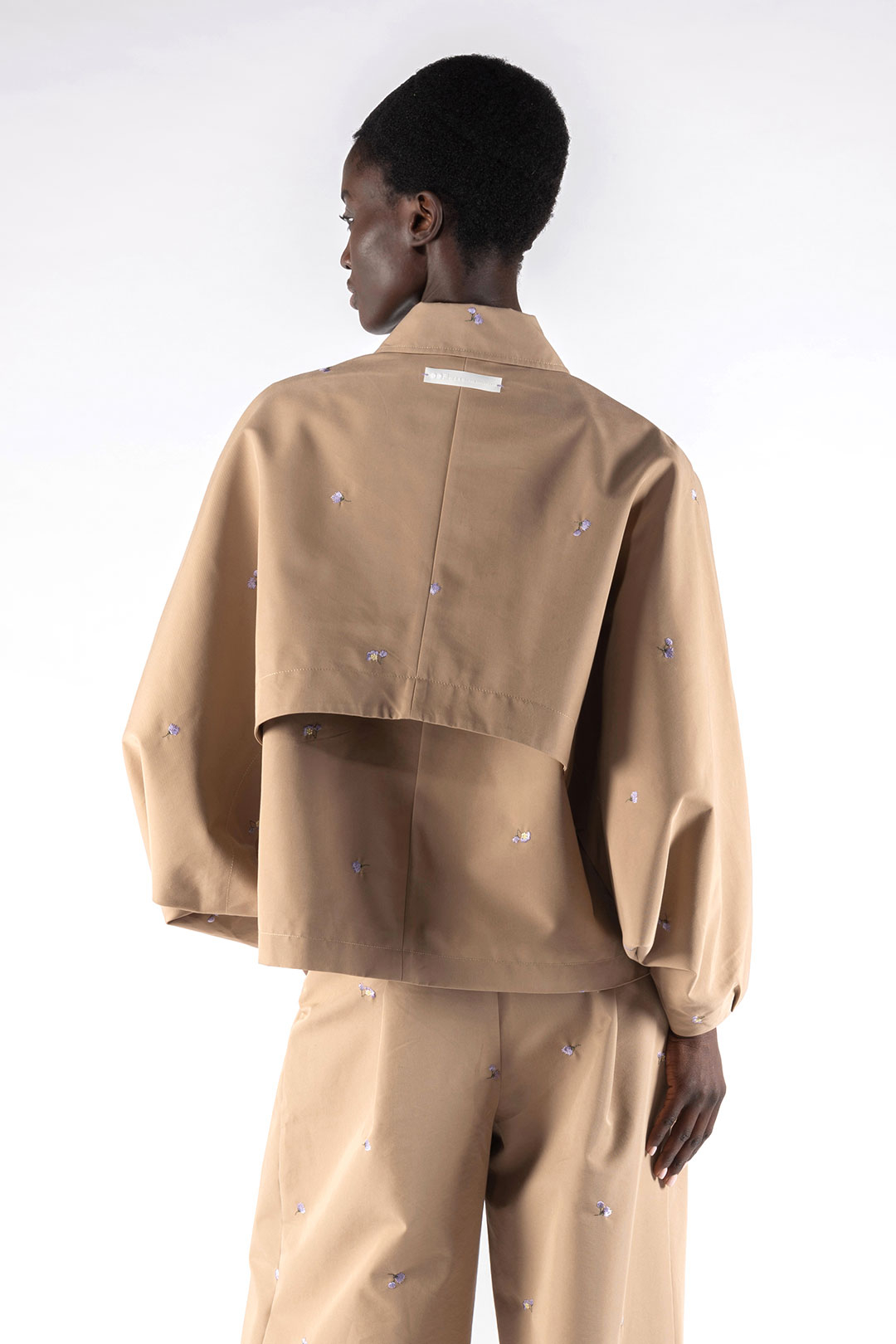 TRENCH MODULARE A CAPPA 9284 IN GABARDINA RICAMATA - CACHI/LILLA - OOF WEAR