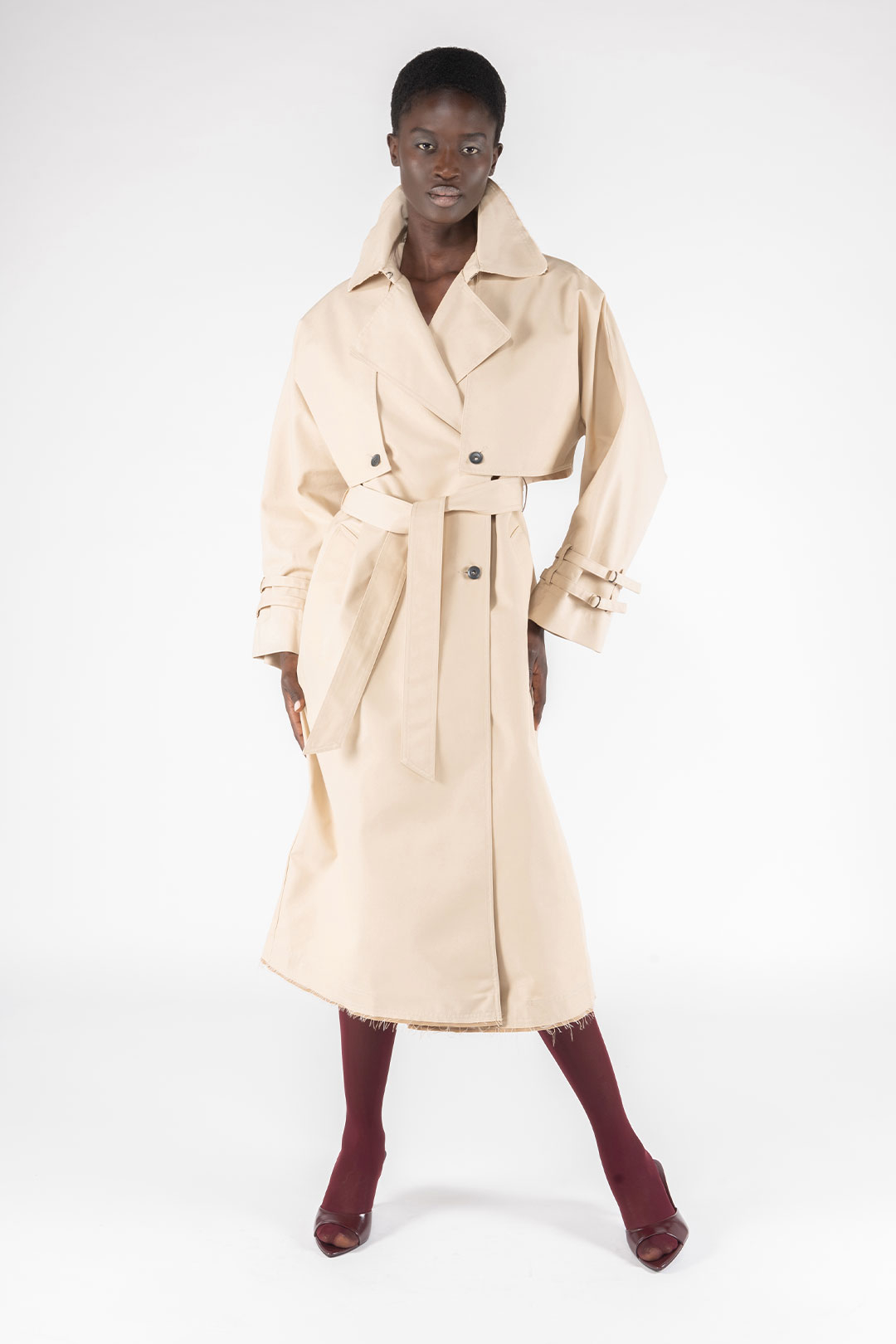 TRENCH 2 IN 1 9285 IN GABARDINA - BEIGE - OOF WEAR