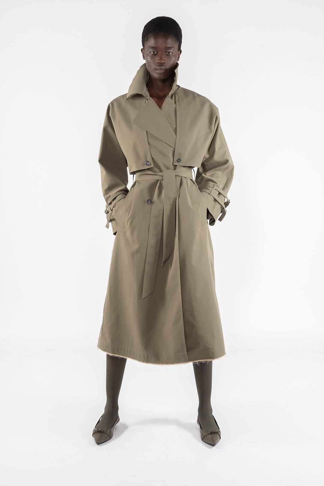 GABARDINE 2 IN 1 TRENCH COAT 9285 - ARMY GREEN - OOF WEAR