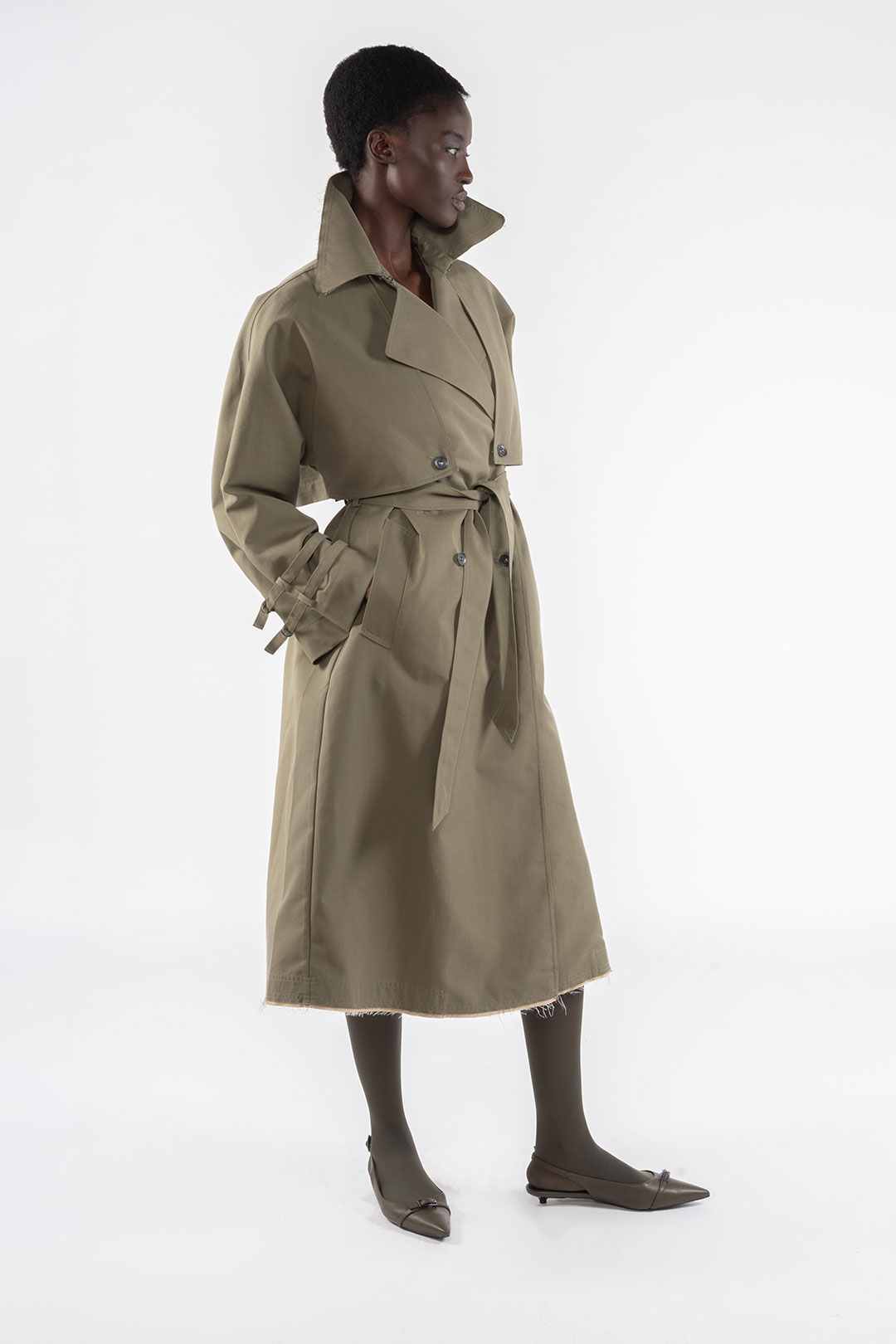 GABARDINE 2 IN 1 TRENCH COAT 9285 - ARMY GREEN - OOF WEAR