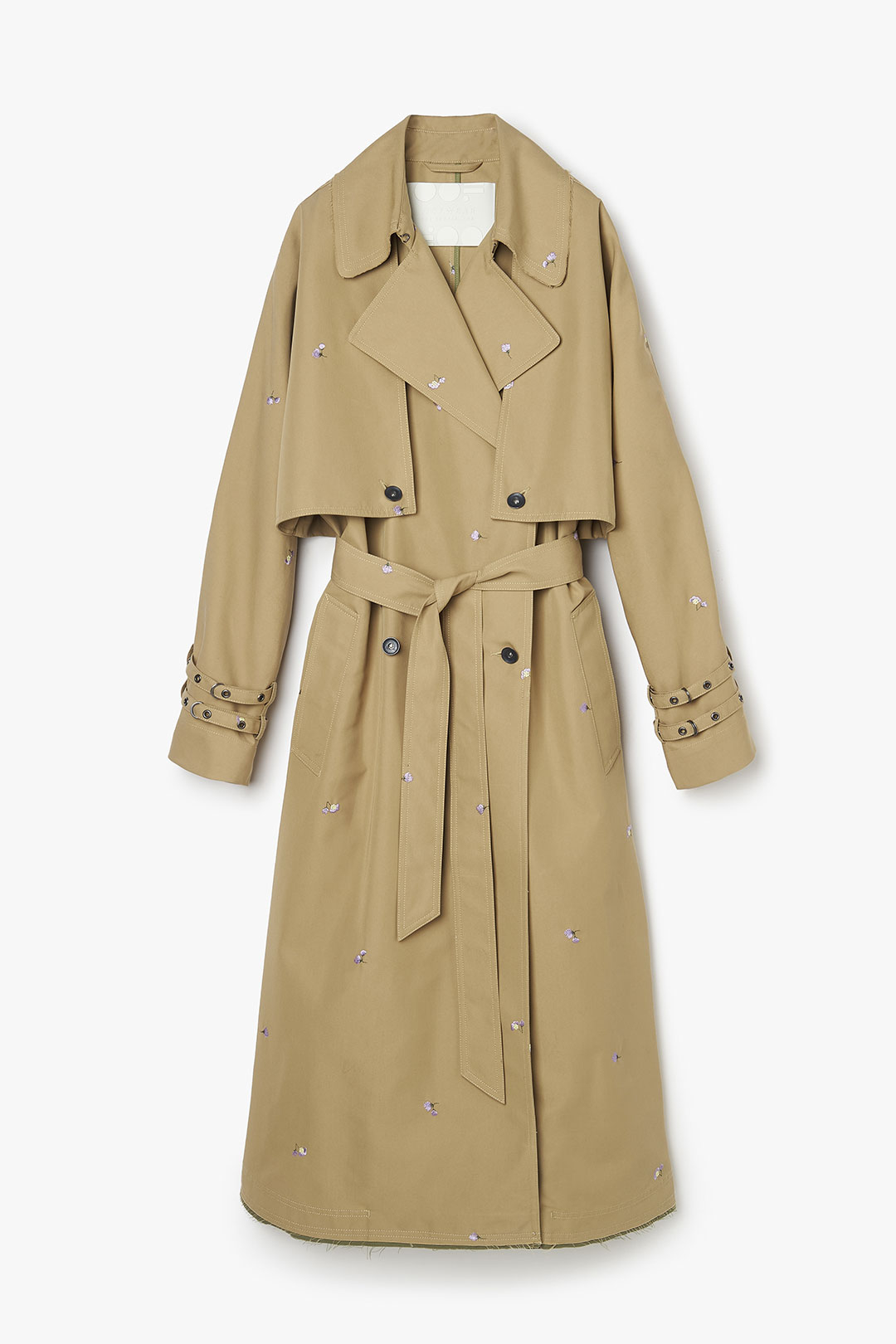 EMBROIDERED GABARDINE 2 IN 1 TRENCH COAT 9285 - KHAKI/LILAC - OOF WEAR