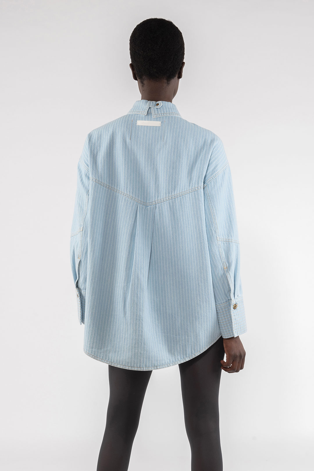 CAMICIA 9286 IN DENIM GESSATO - BLU JEANS/BIANCO - OOF WEAR