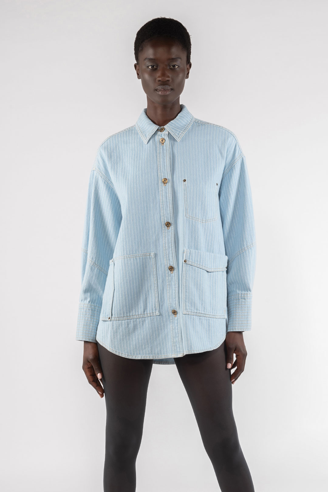 CAMICIA 9286 IN DENIM GESSATO - BLU JEANS/BIANCO - OOF WEAR