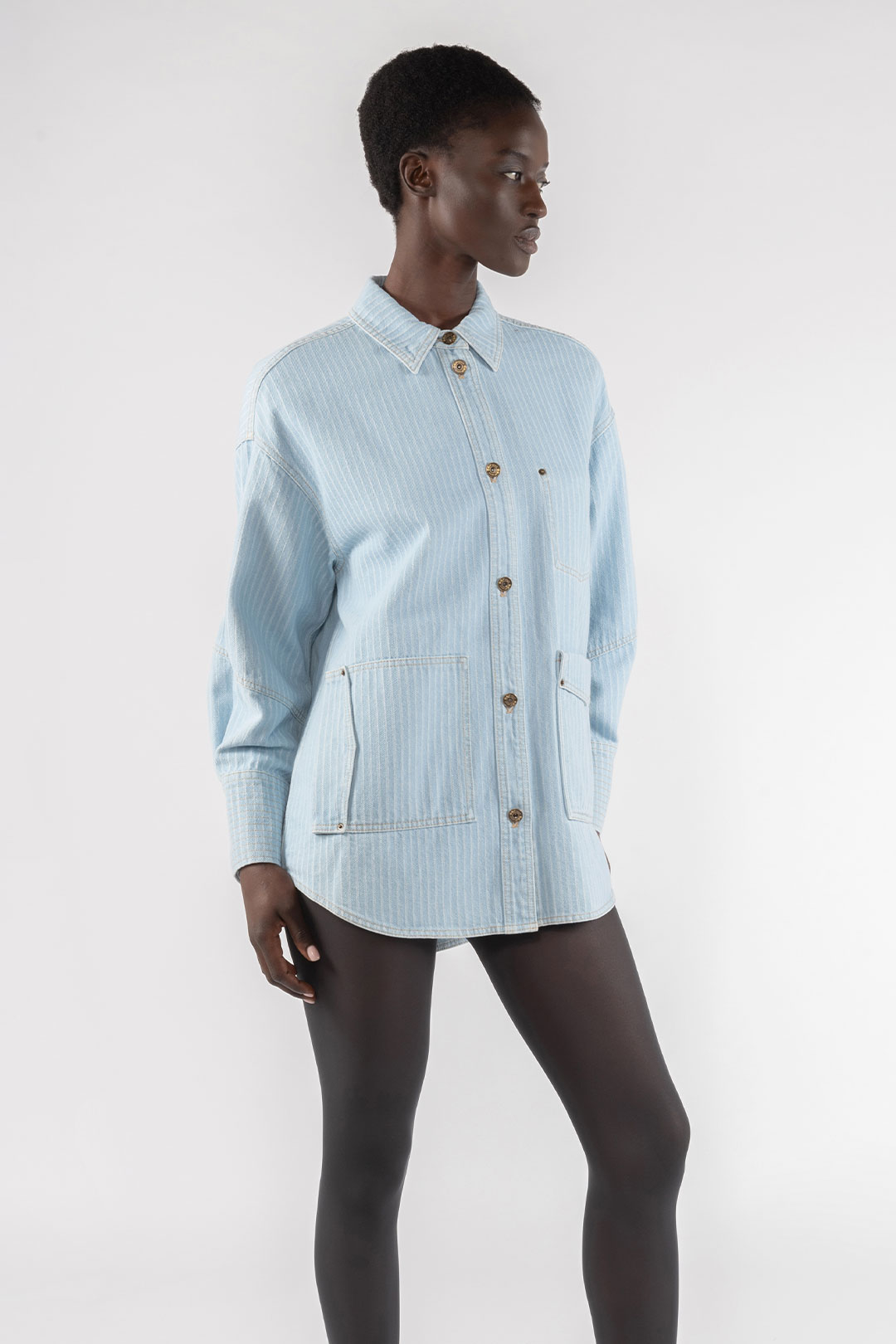 CAMICIA 9286 IN DENIM GESSATO - BLU JEANS/BIANCO - OOF WEAR