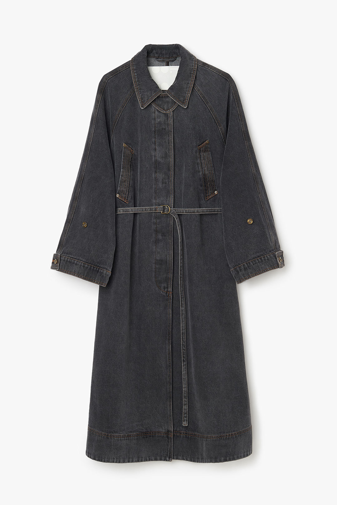 LONG DENIM TRENCH COAT 9288 - GREY - OOF WEAR