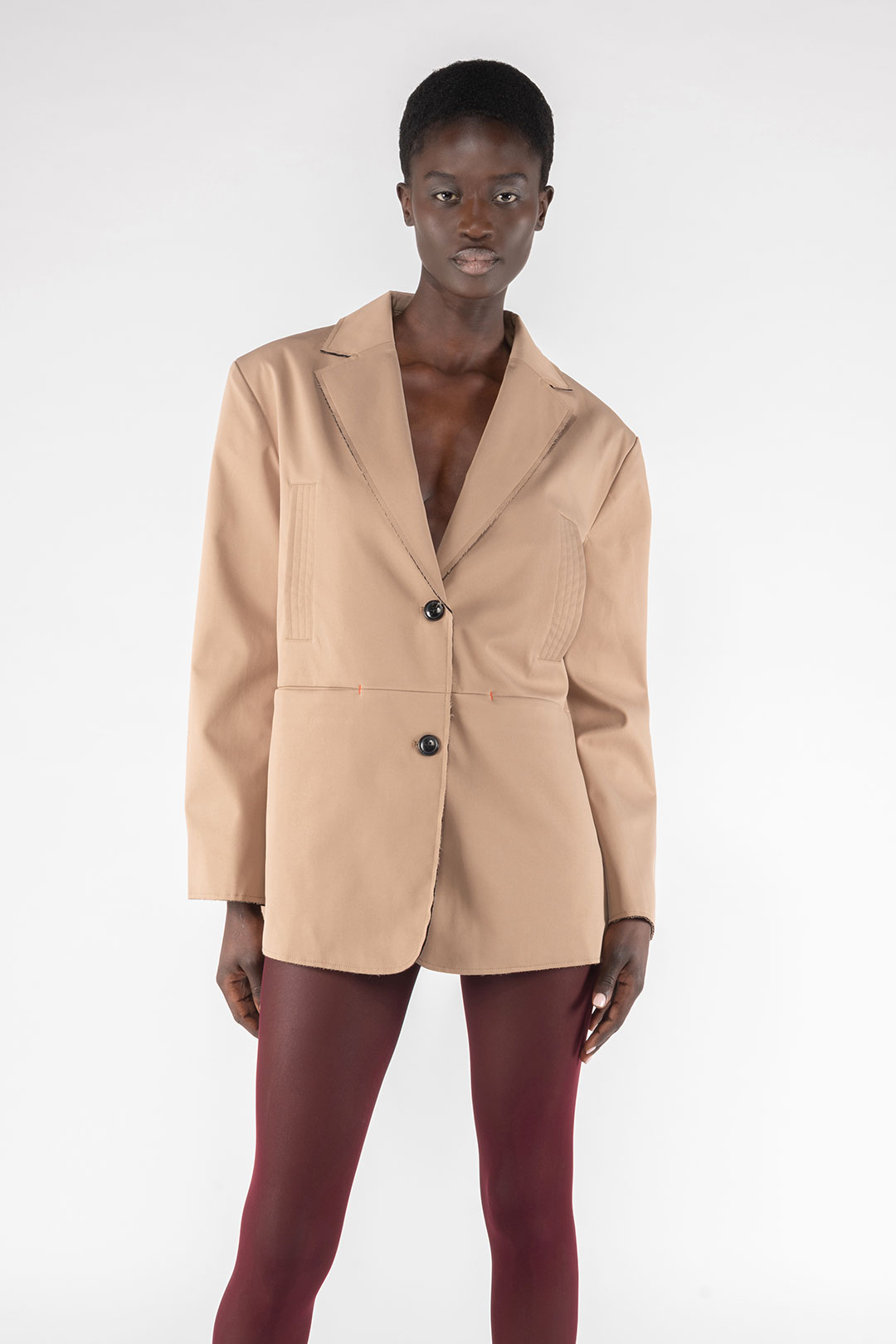 BONDED FABRIC BLAZER JACKET 9292 - KHAKI - OOF WEAR