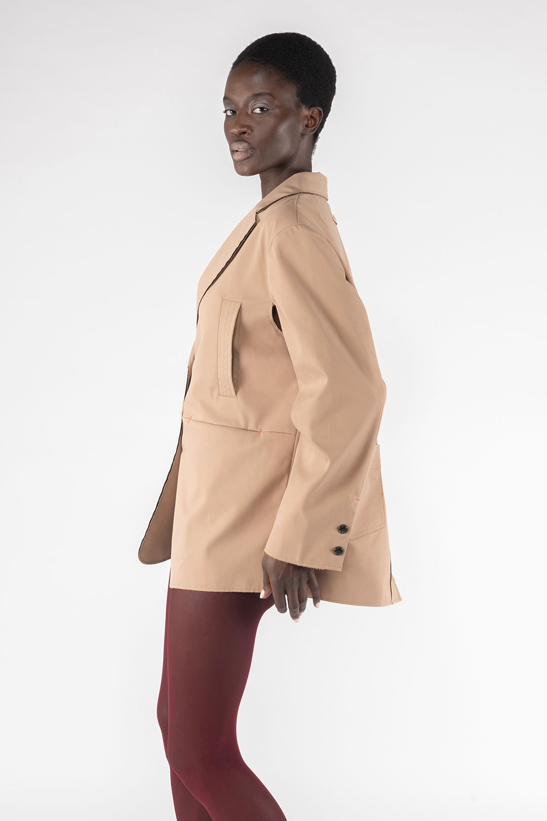 BONDED FABRIC BLAZER JACKET 9292 - KHAKI - OOF WEAR