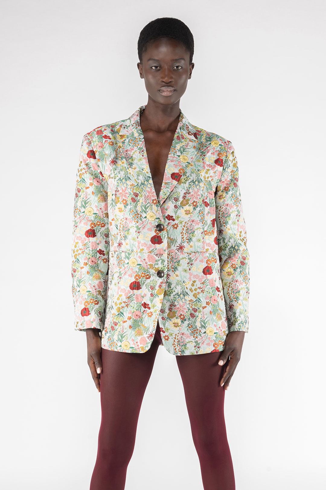 BONDED JACQUARD FABRIC BLAZER JACKET 9292 - WHITE/MULTICOLOR - OOF WEAR