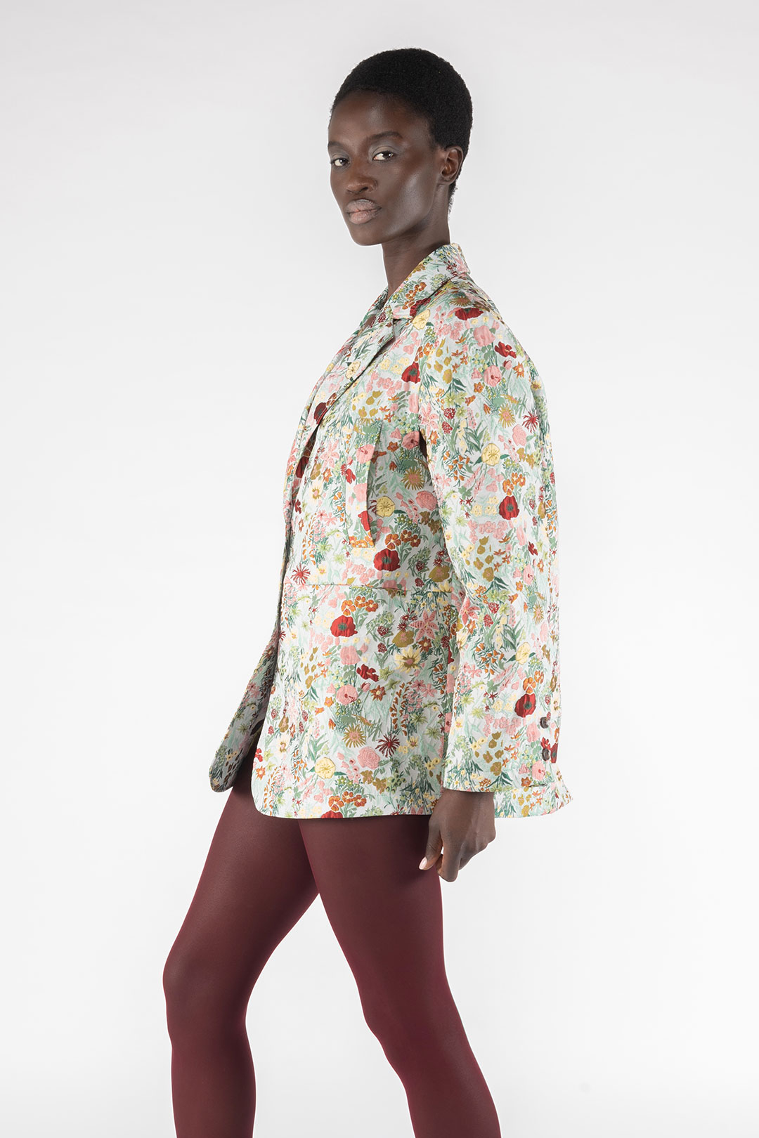 BONDED JACQUARD FABRIC BLAZER JACKET 9292 - WHITE/MULTICOLOR - OOF WEAR